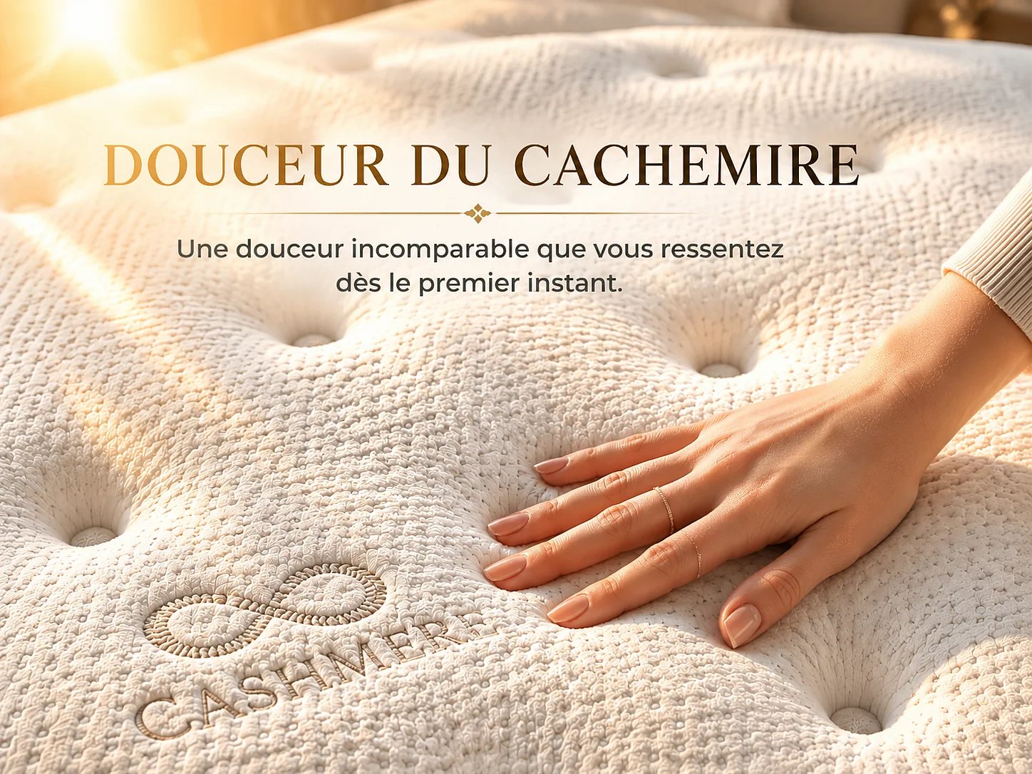 BSS BEDDING Matelas Paris Cashmere 160x200 cm H4, Ressorts ensachés, 33 cm + surmatelas intégré, 7 zones, Oeko-TEX, hypoallergénique