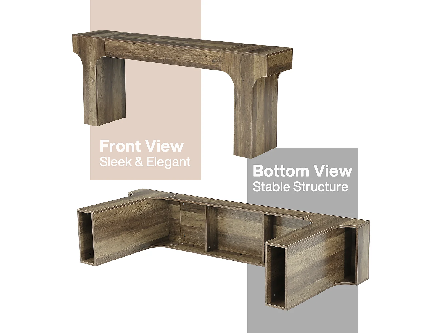 Console extra longue pour canapé d'entrée, 200 cm, style campagnard, en bois, à placer derrière le canapé