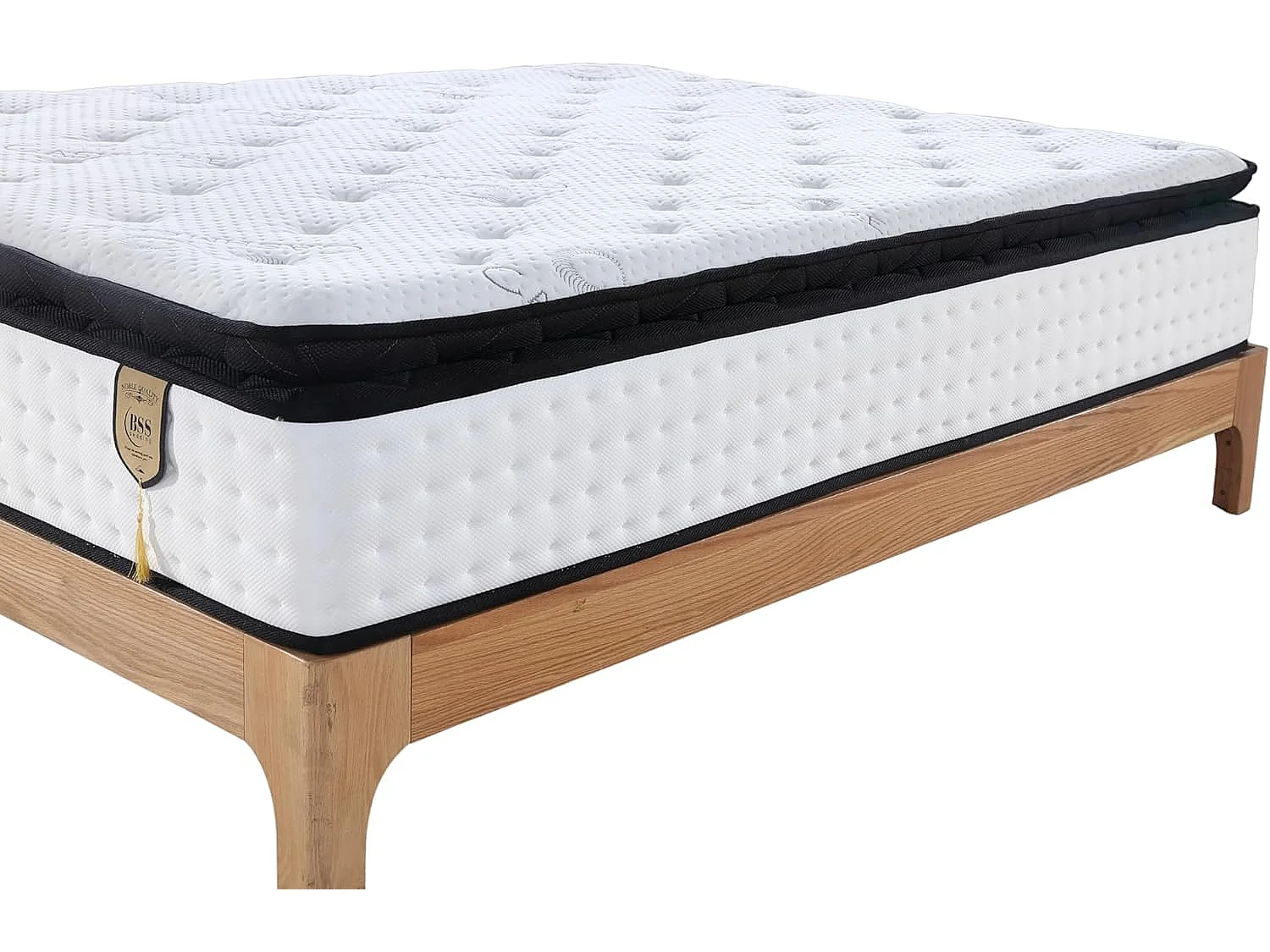 BSS BEDDING Matelas Paris Cashmere 200x200 cm H3, Ressorts ensachés, 30 cm + surmatelas intégré, 7 zones, Oeko-TEX, hypoallergénique