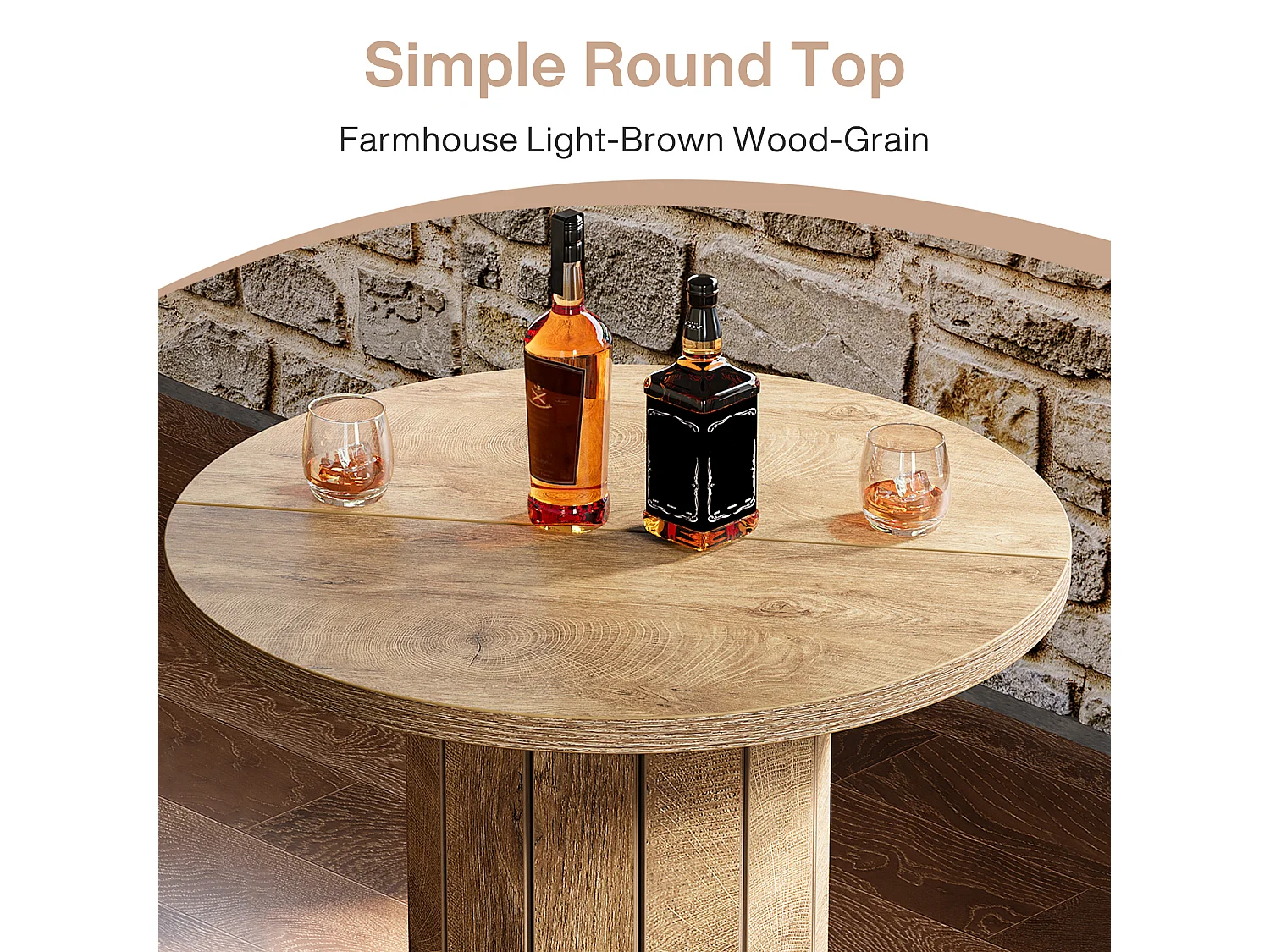 Table de bar ronde, table de bistrot/pub de 100 cm de haut avec repose-pieds en anneau métallique (table seule)