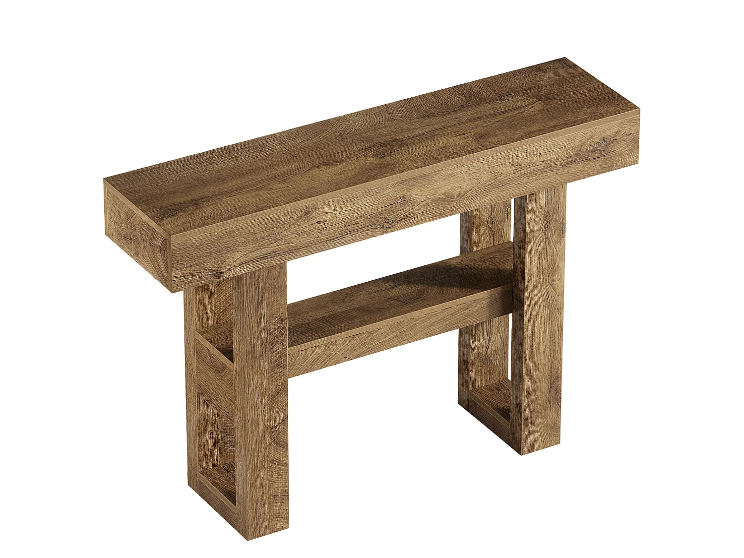 Console de 105 cm, table d'entrée rustique avec rangement à 2 niveaux, meuble étroit pour hall d'entrée, salon, couloir