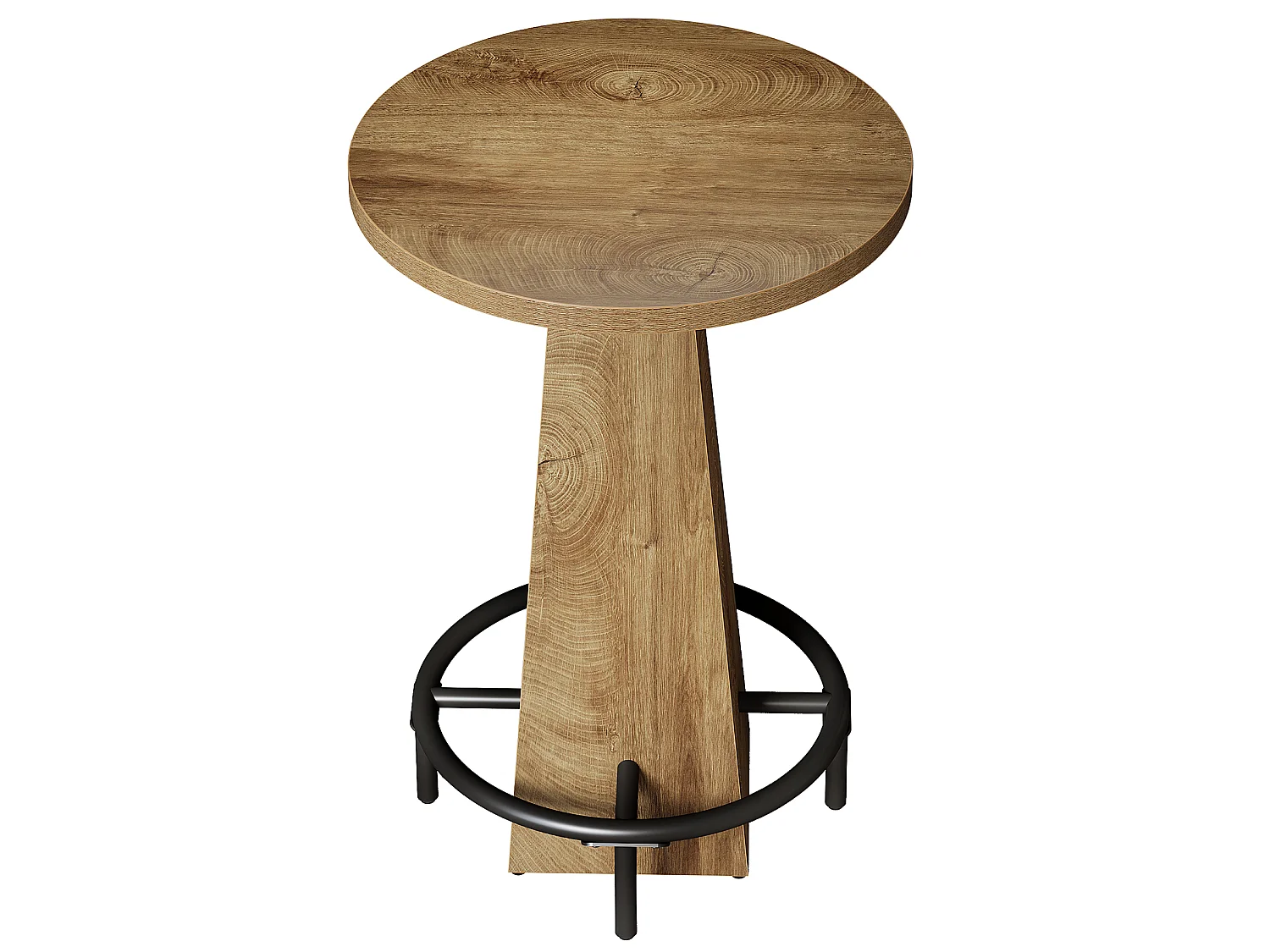 Table de bar ronde de 95 cm de haut avec repose-pieds, table de bar haute ronde compacte avec repose-pieds en métal