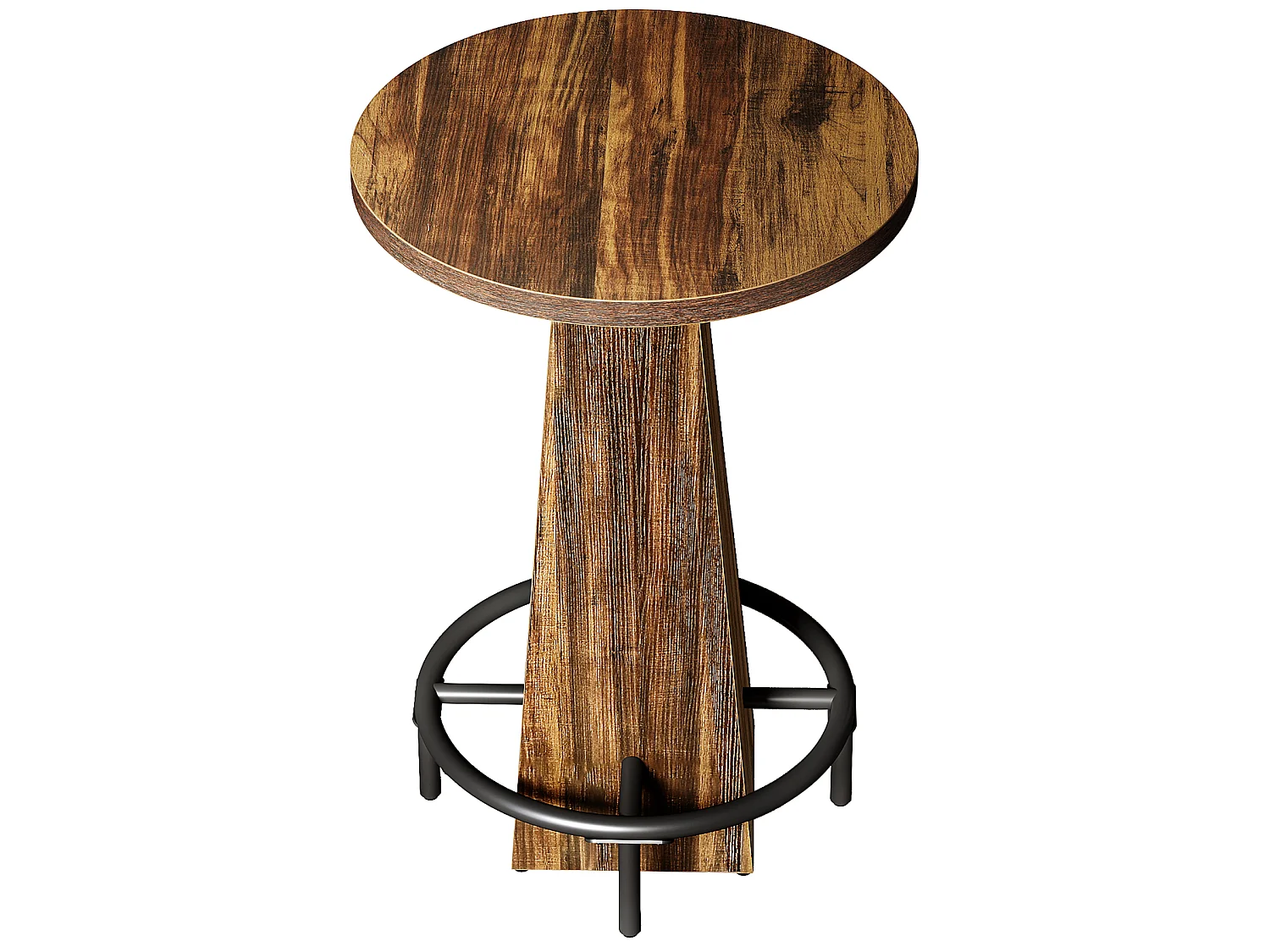 Table de bar ronde de 95 cm de haut, idéale pour les petits bars, salles à manger et cuisines Couleur marron rustique (table seule)