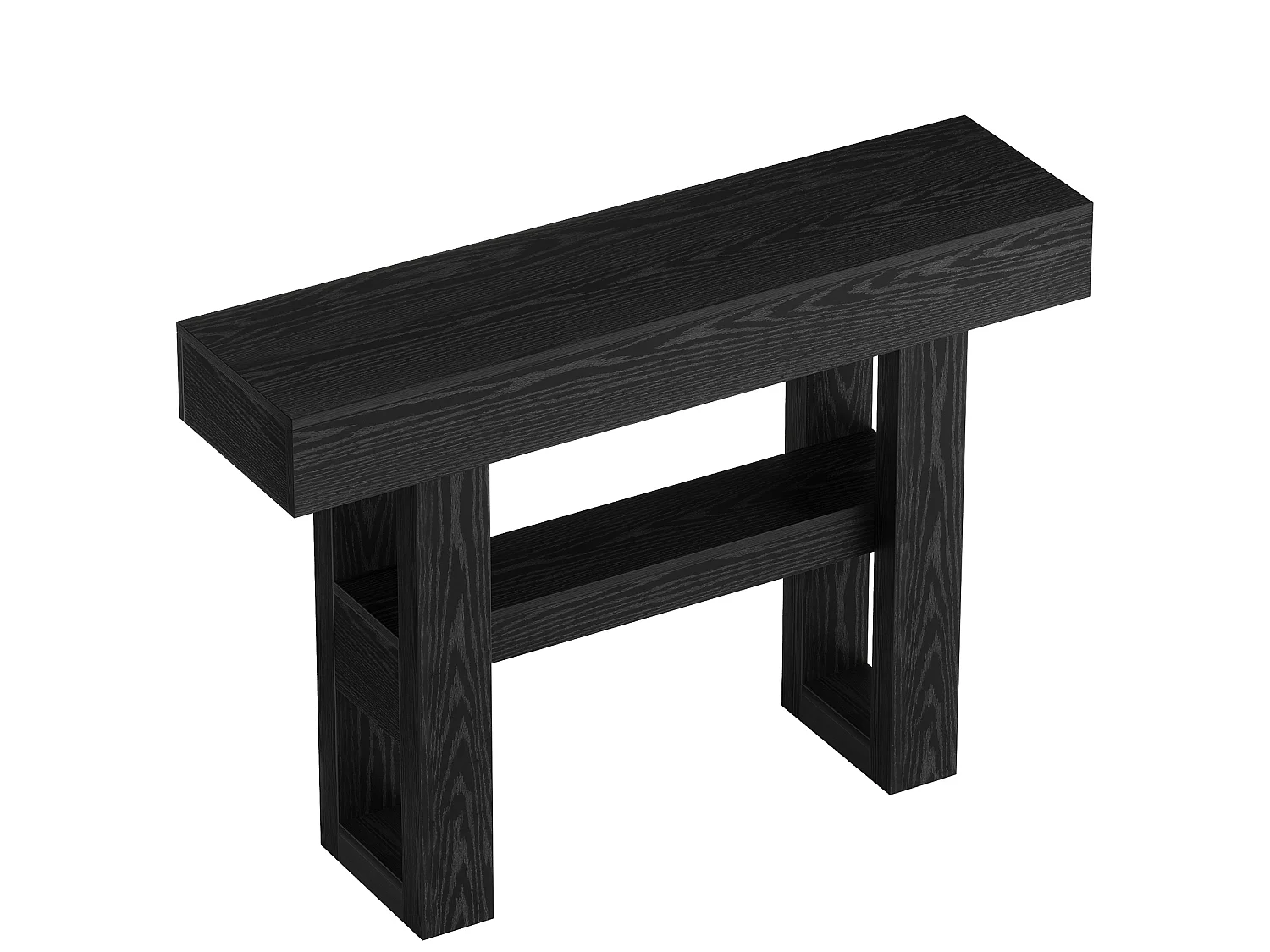 Console de 105 cm, style rustique, avec rangement à 2 niveaux, idéale pour un hall d'entrée, un salon ou un couloir, couleur noire