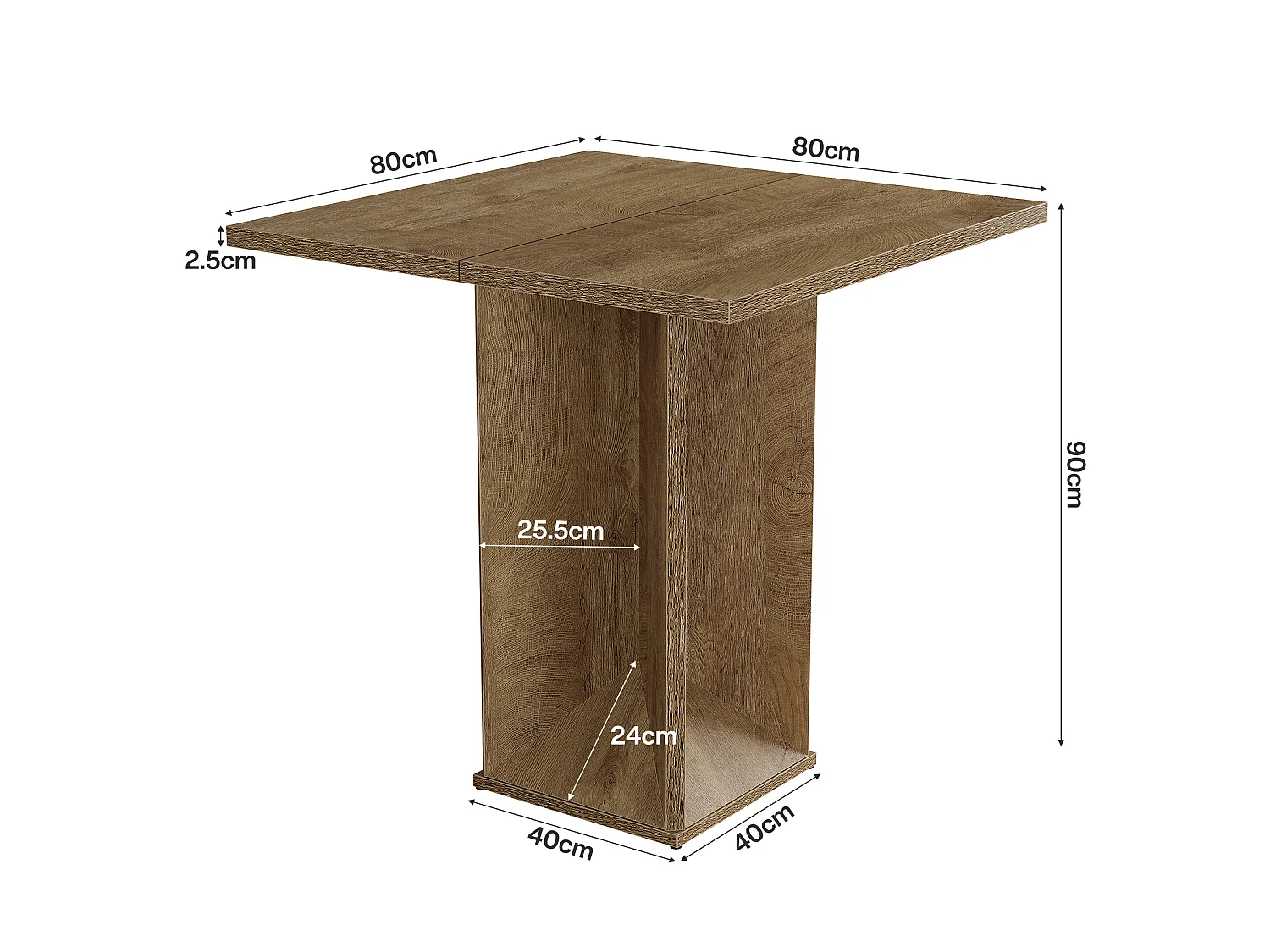 Table de bar carrée, table de comptoir de pub/bistro de 90 cm de haut, idéale pour les cocktails et les cafés
