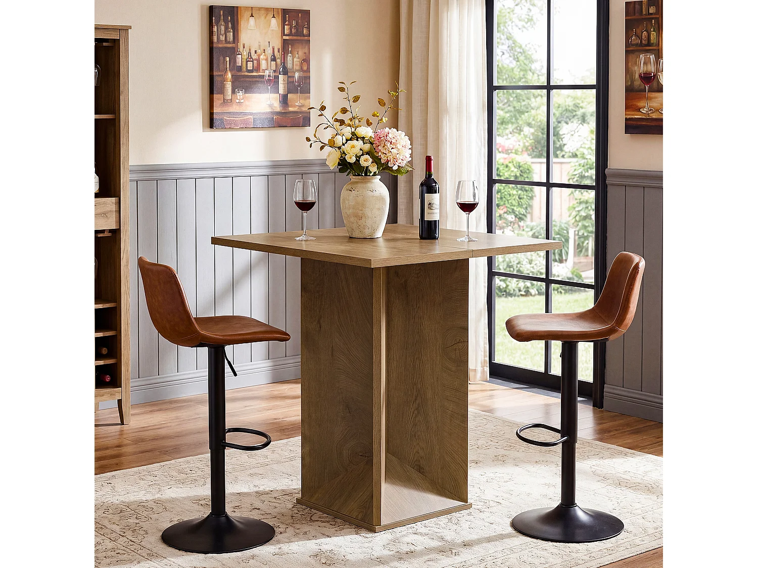Table de bar carrée, table de comptoir de pub/bistro de 90 cm de haut, idéale pour les cocktails et les cafés