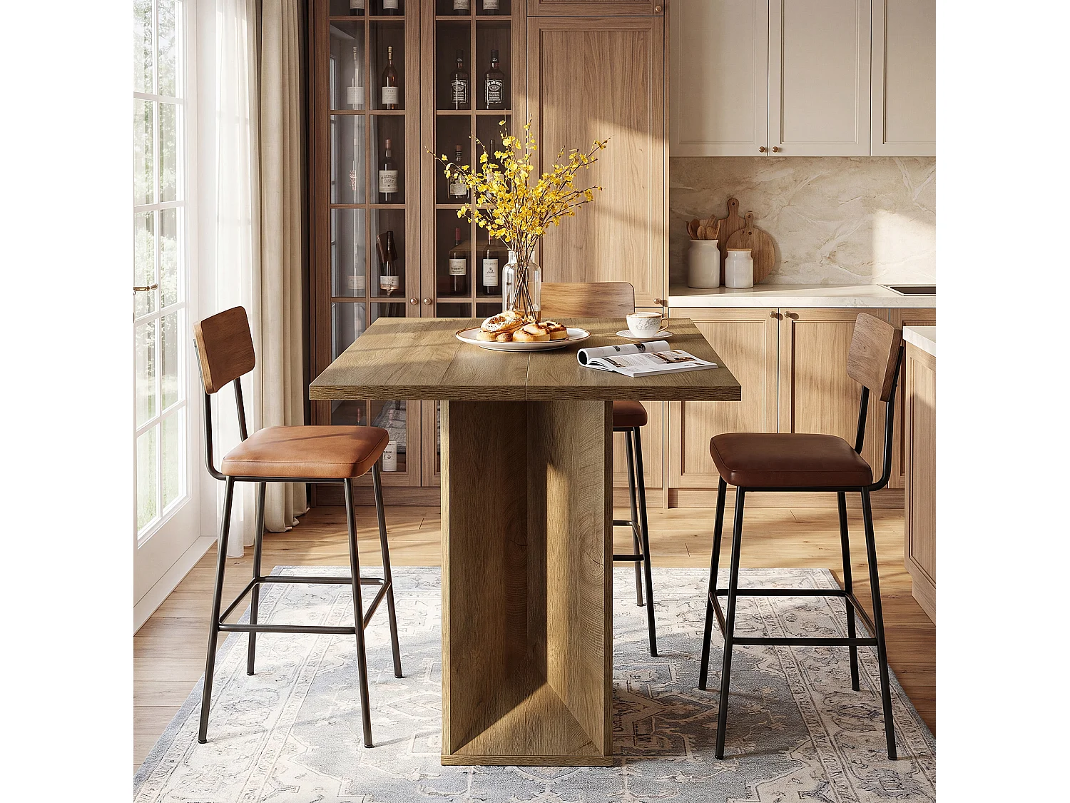 Table de bar carrée, table de comptoir de pub/bistro de 90 cm de haut, idéale pour les cocktails et les cafés