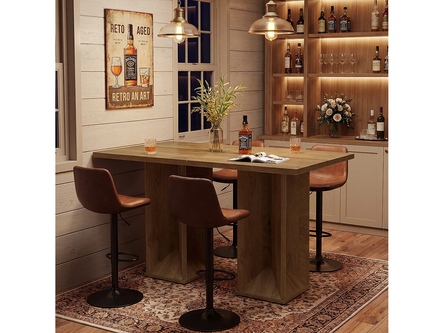 Table de bar carrée, table de comptoir de pub/bistro de 90 cm de haut, idéale pour les cocktails et les cafés