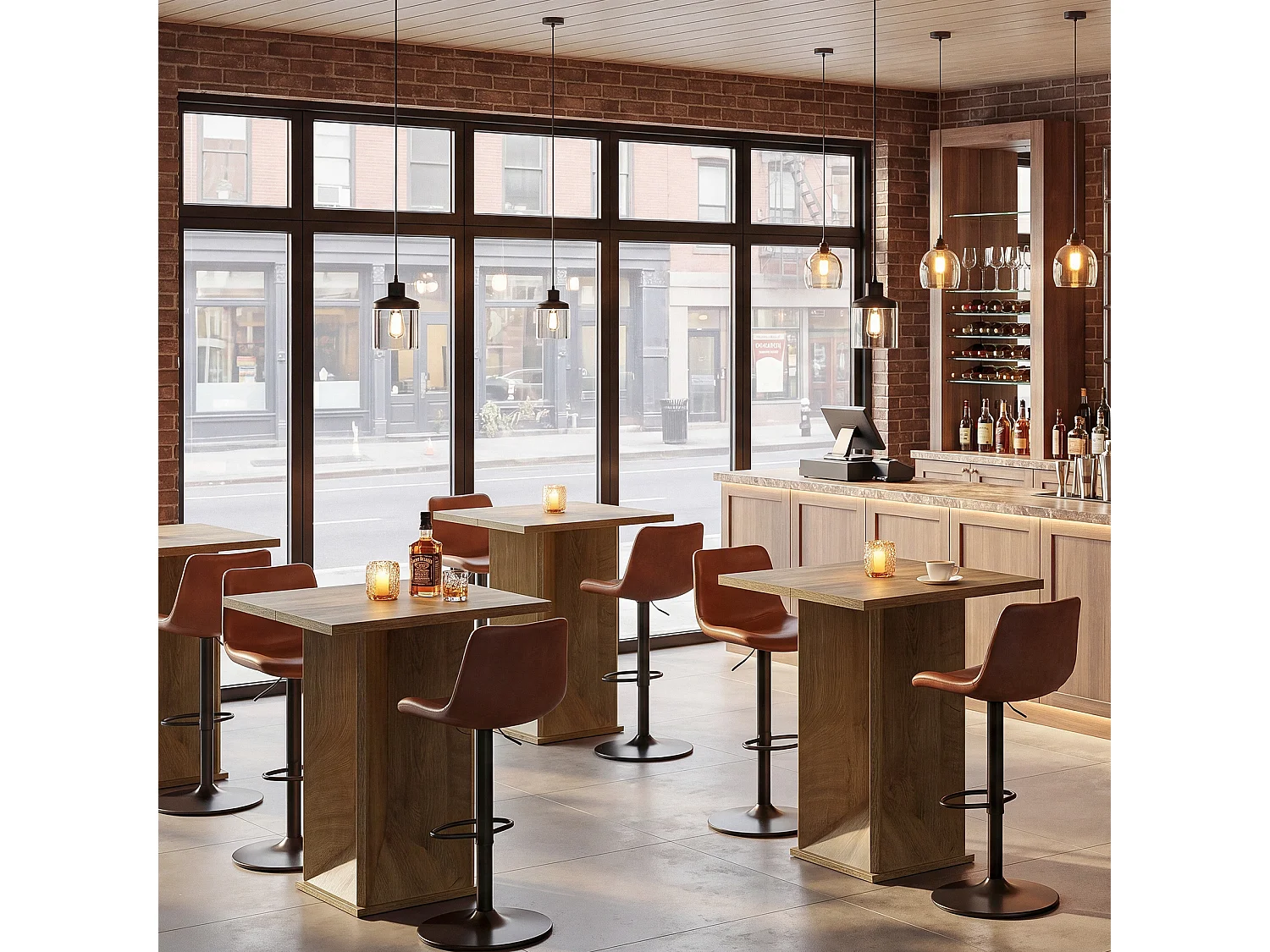 Table de bar carrée, table de comptoir de pub/bistro de 90 cm de haut, idéale pour les cocktails et les cafés