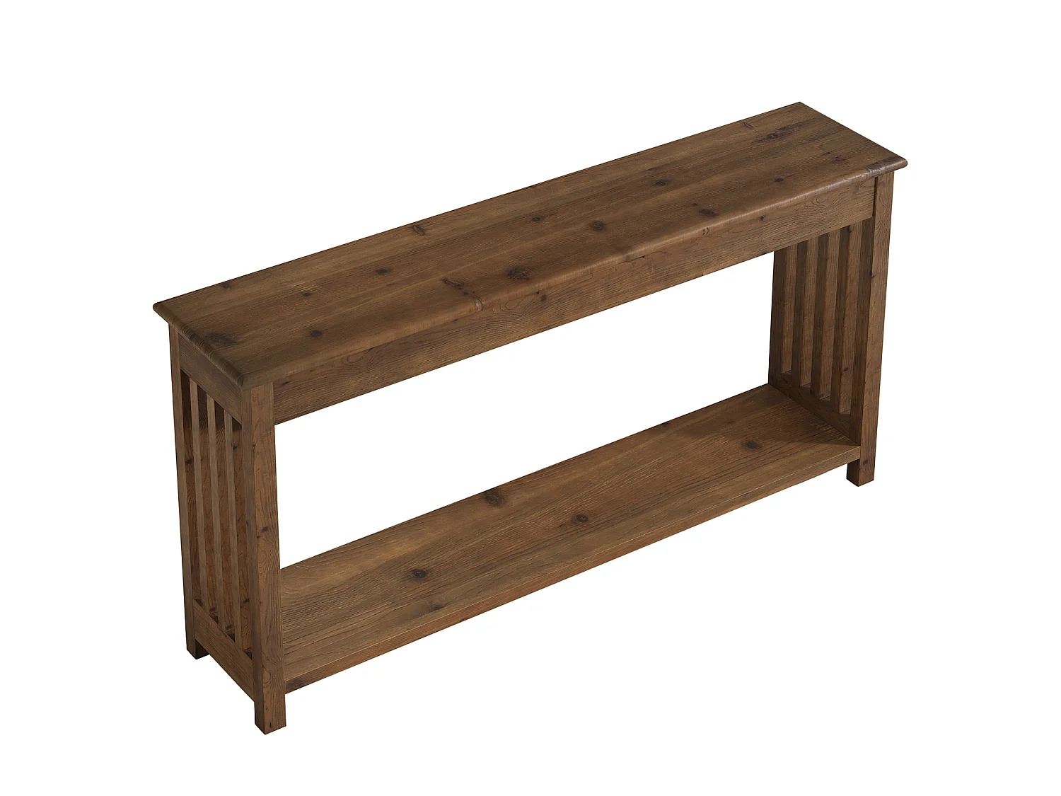 Console en bois massif de 160 cm avec étagère à 2 niveaux, table d'appoint rustique pour canapé ou entrée, idéale derrière un canapé ou dans un couloir