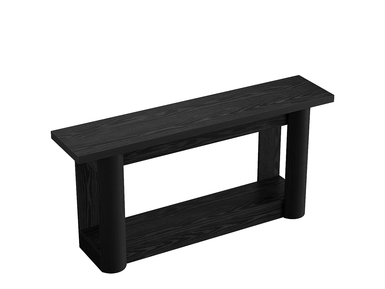 Console moderne de 160 cm, table d'appoint étroite et longue à placer derrière un canapé, meuble d'entrée à 2 niveaux avec rangement, montage facile, noir