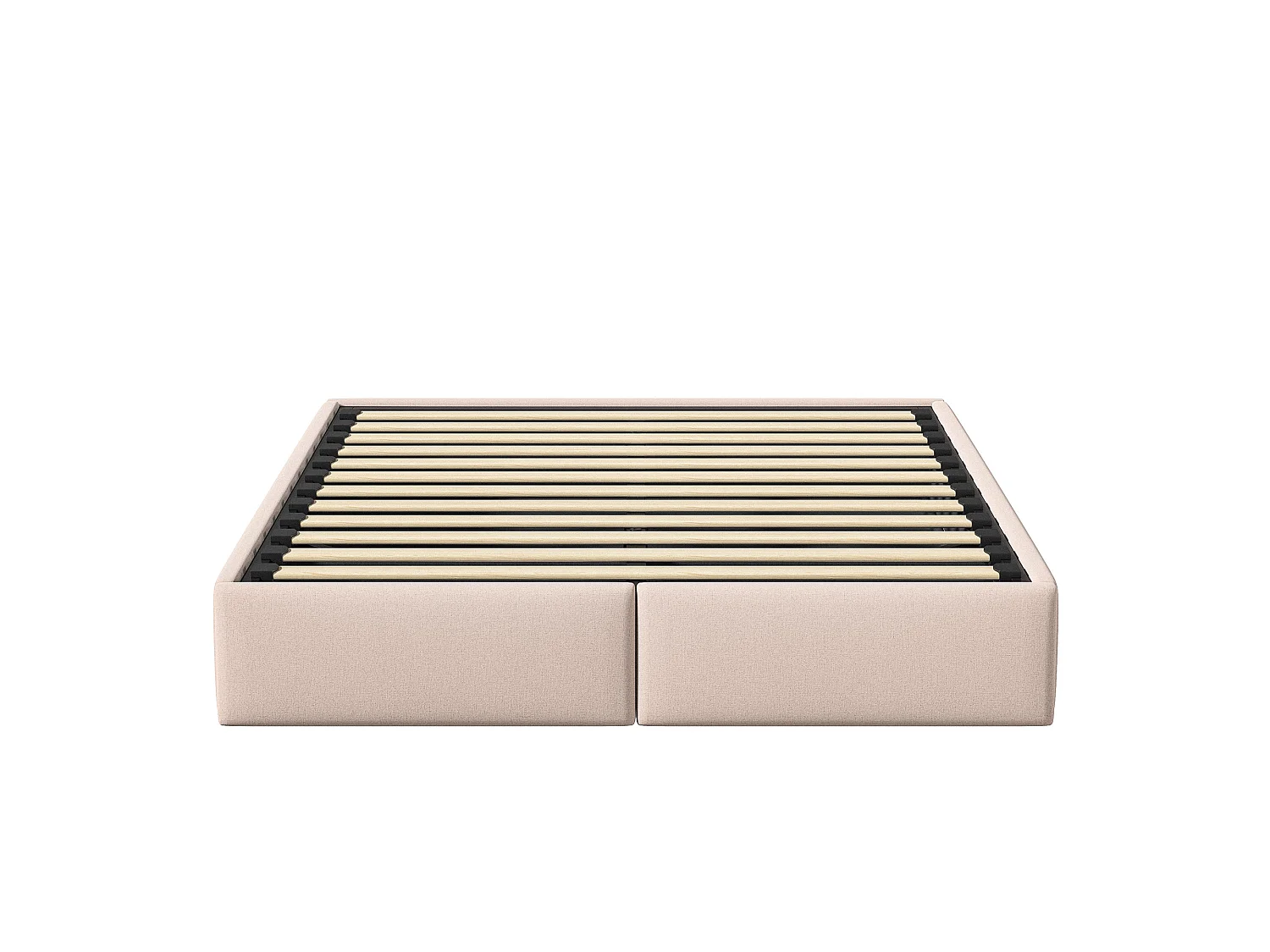 Opbergbed 160x200cm - Tweepersoonsbed met hydraulische opbergruimte en 2 lades - Bedframe met lattenbodem - Beige linnen