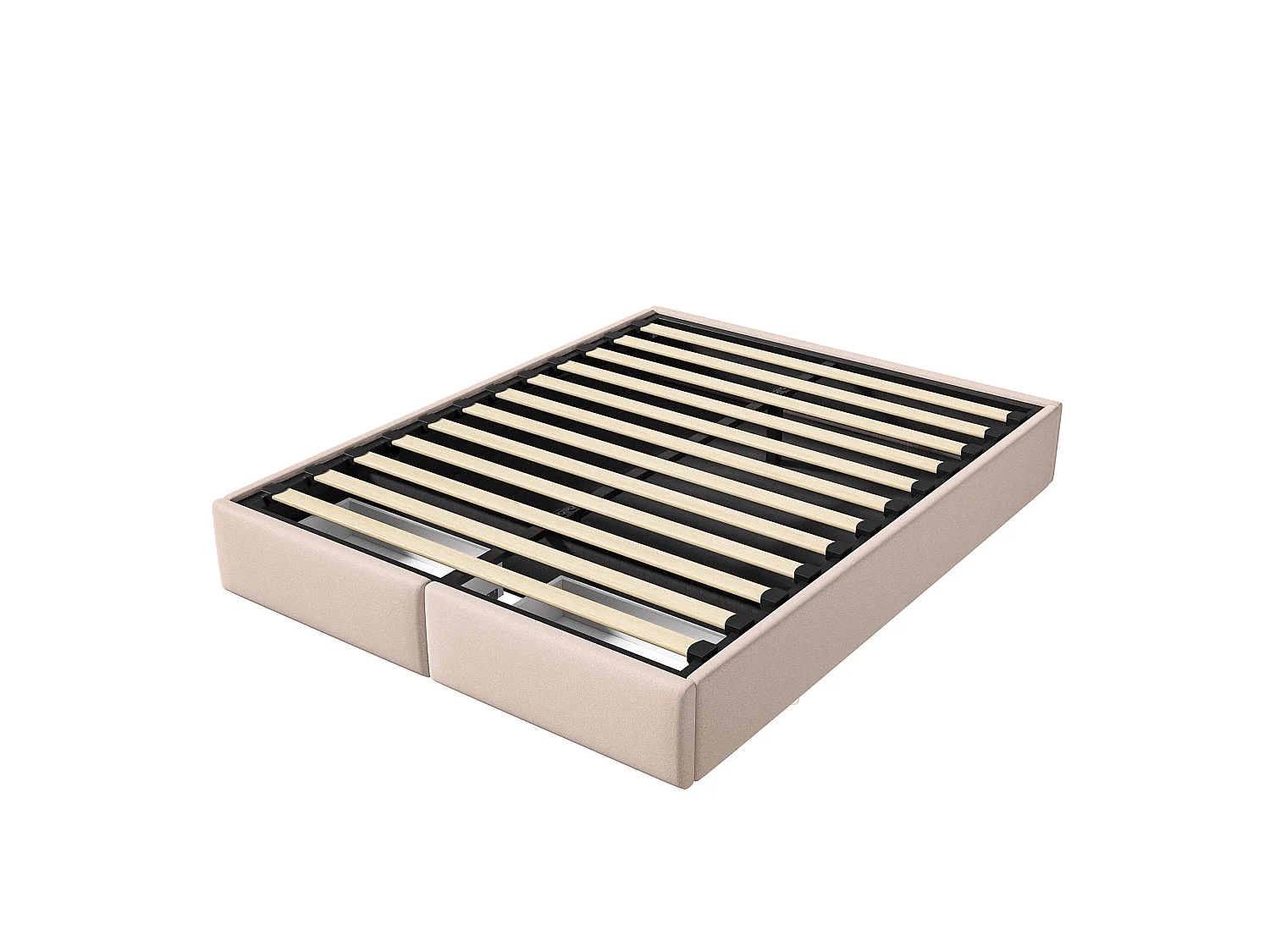 Opbergbed 160x200cm - Tweepersoonsbed met hydraulische opbergruimte en 2 lades - Bedframe met lattenbodem - Beige linnen