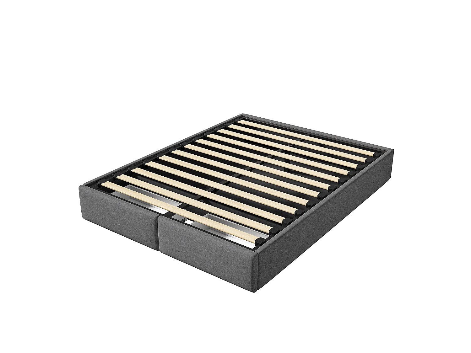 Cama de almacenamiento de 140x200cm - Cama doble con almacenamiento hidráulico y 2 cajones - Estructura de cama con somier de láminas de madera - Lino gris