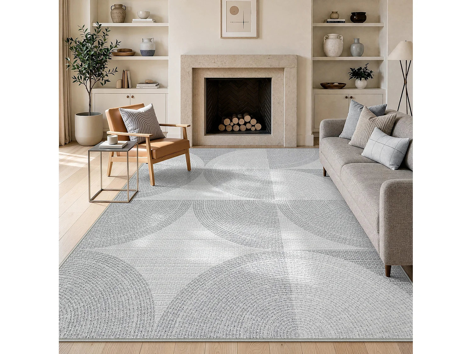 Tapis modernes pour salon - Tapis lavables - 160 x 230 cm Gris