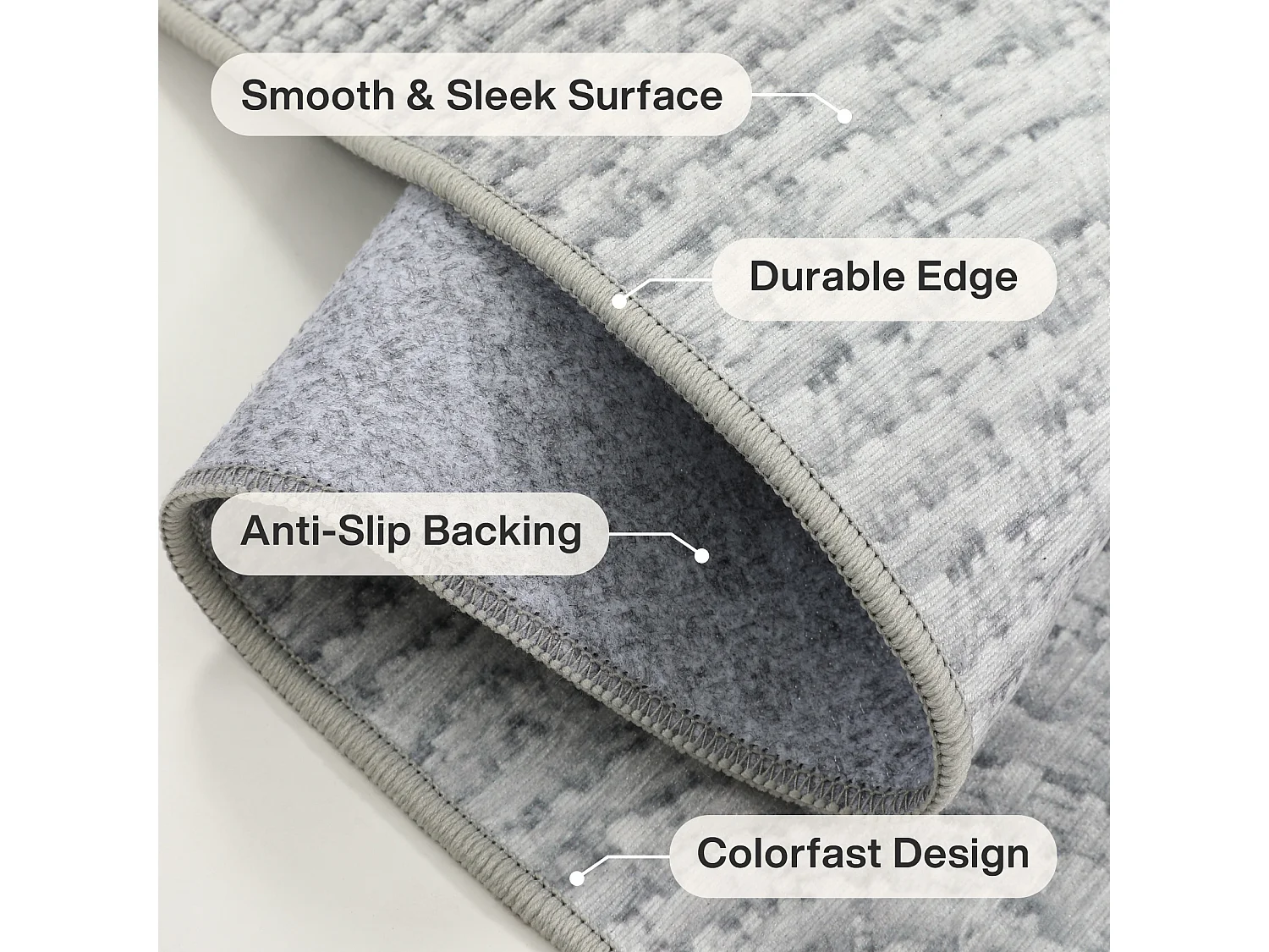 Tapis modernes pour salon - Tapis lavables - 160 x 230 cm Gris