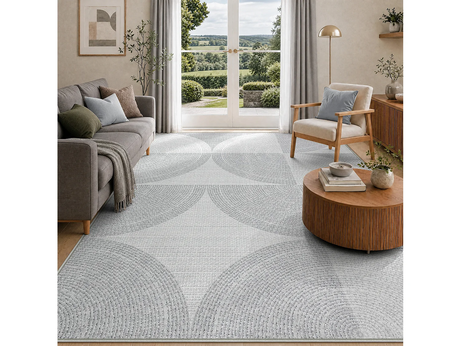 Tapis modernes pour salon - Tapis lavables - 200 x 300 cm Gris