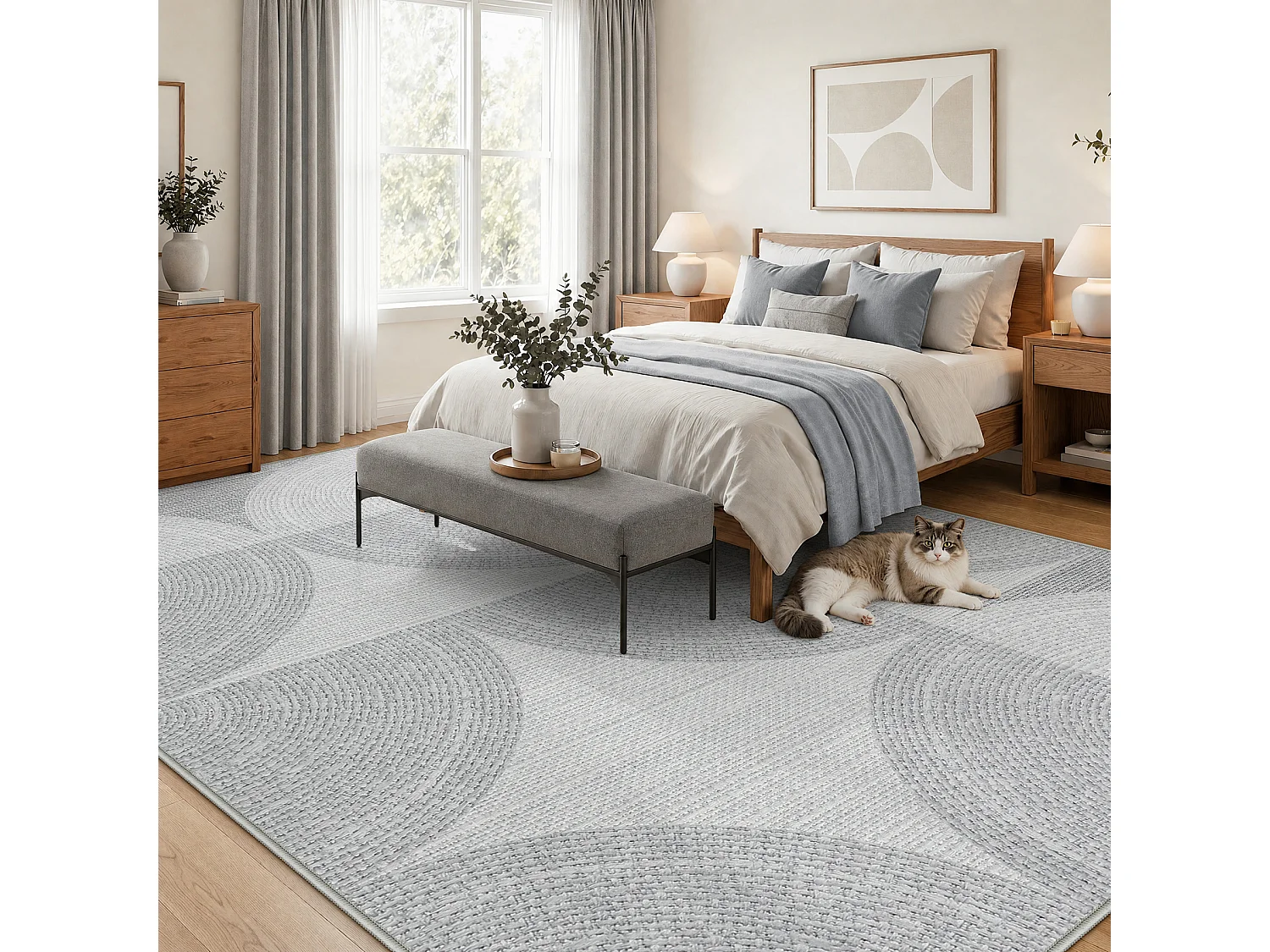 Tapis modernes pour salon - Tapis lavables - 200 x 300 cm Gris