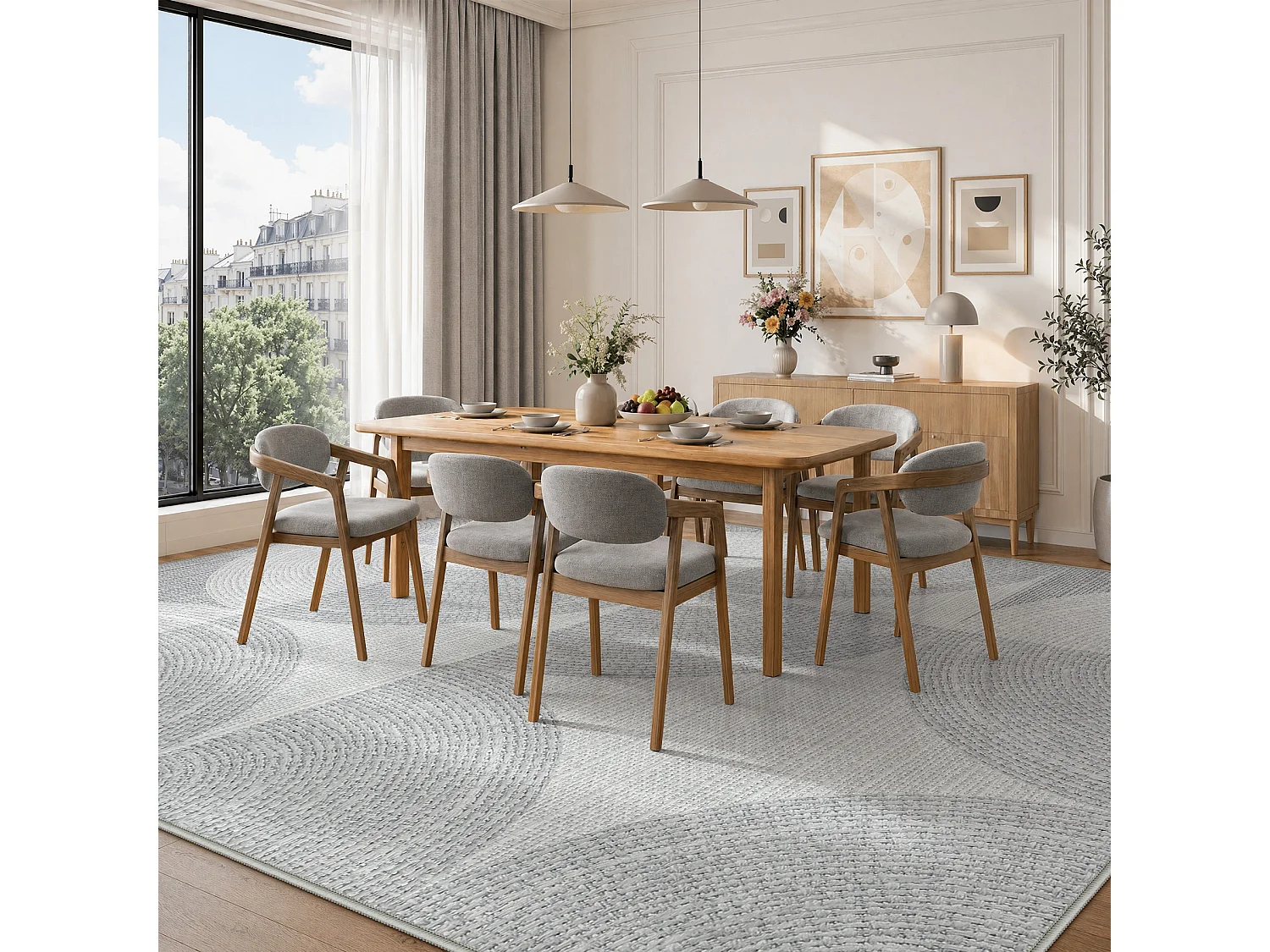 Tapis modernes pour salon - Tapis lavables - 200 x 300 cm Gris