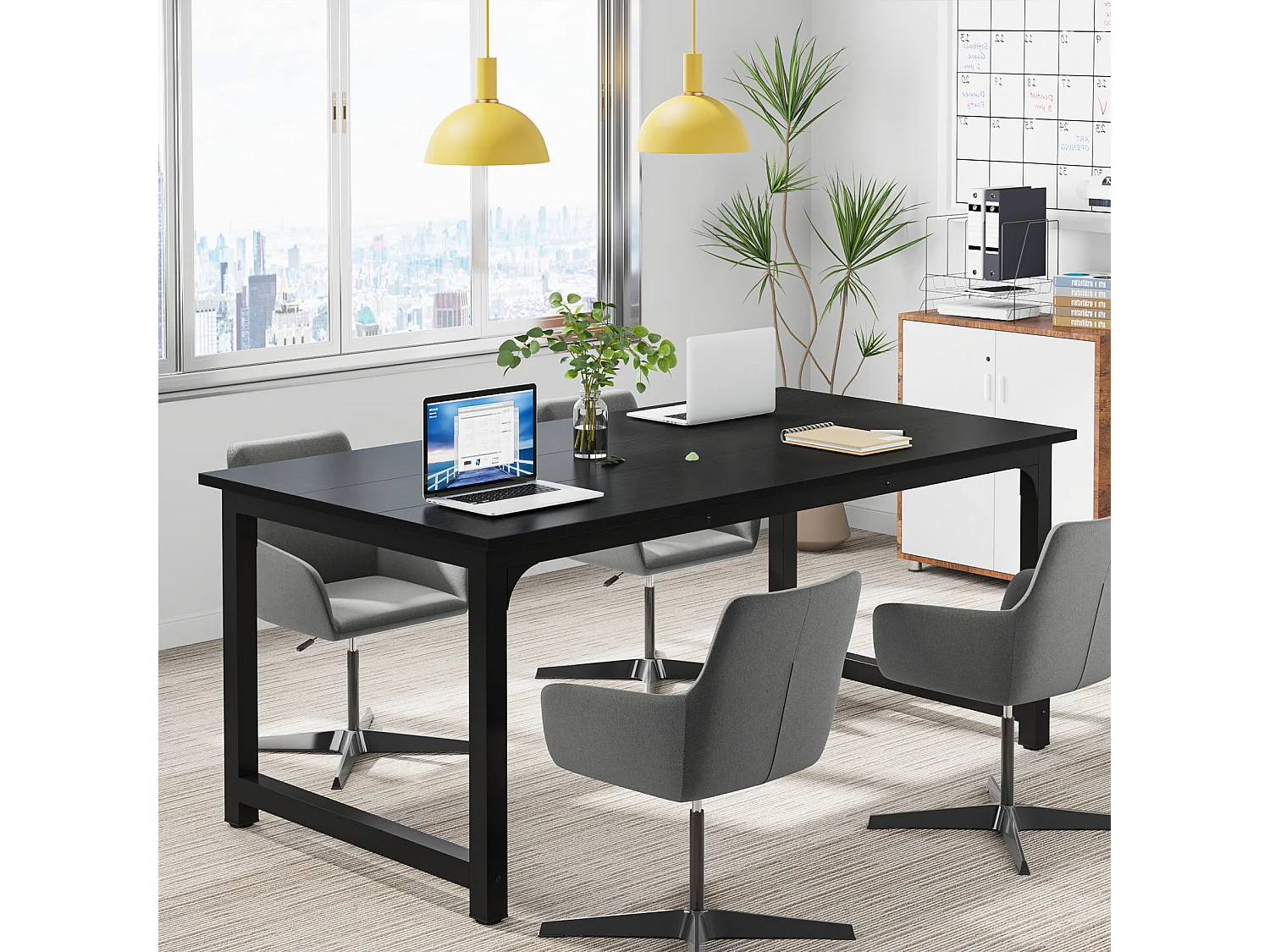 Bureau d'ordinateur moderne, 160 x 80 cm, grand bureau, table d'ordinateur, bureau d'étude, poste de travail pour bureau à domicile, noir