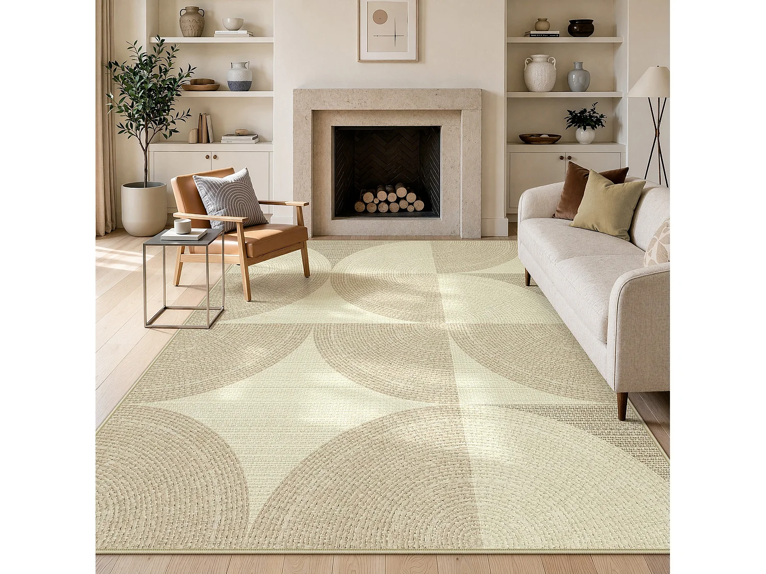 Tapis de salon modernes - Tapis lavables - 160 x 230 cm Beige