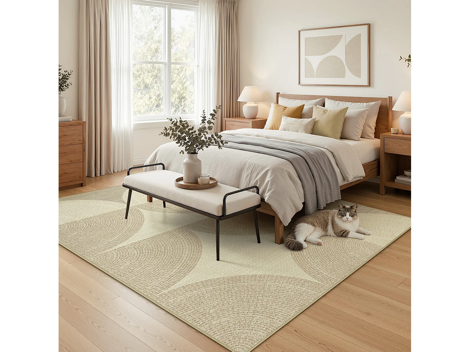 Tapis de salon modernes - Tapis lavables - 160 x 230 cm Beige