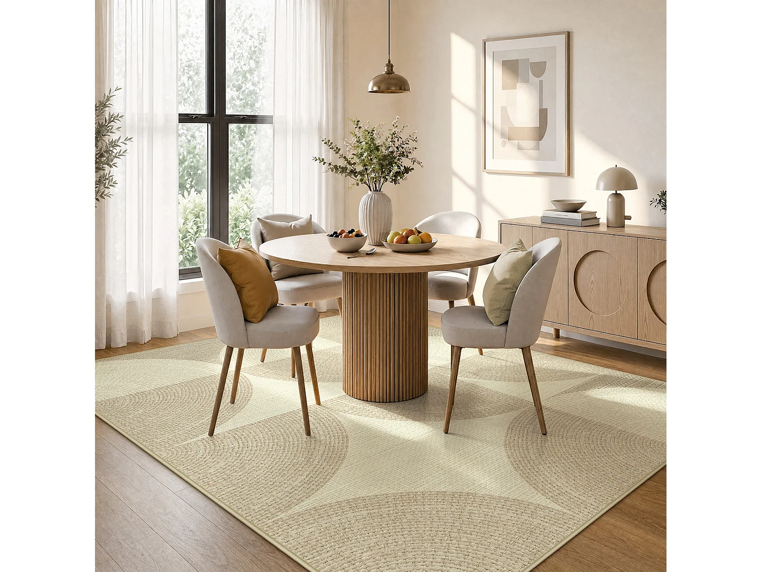 Tapis de salon modernes - Tapis lavables - 160 x 230 cm Beige