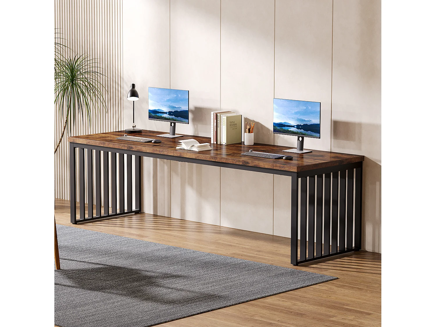 Bureau d'ordinateur 180 cm, poste de travail bureau pour bureau à domicile, marron foncé