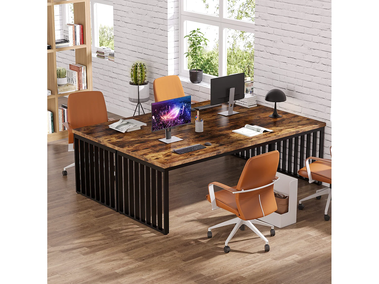 Bureau d'ordinateur 180 cm, poste de travail bureau pour bureau à domicile, marron foncé