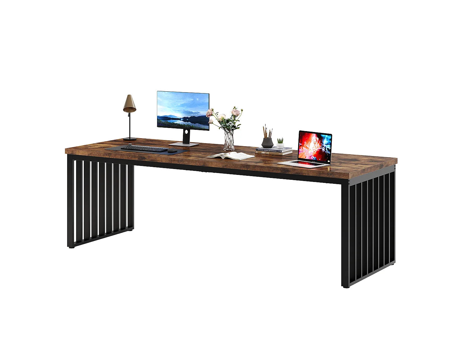 Bureau d'ordinateur 180 cm, poste de travail bureau pour bureau à domicile, marron foncé