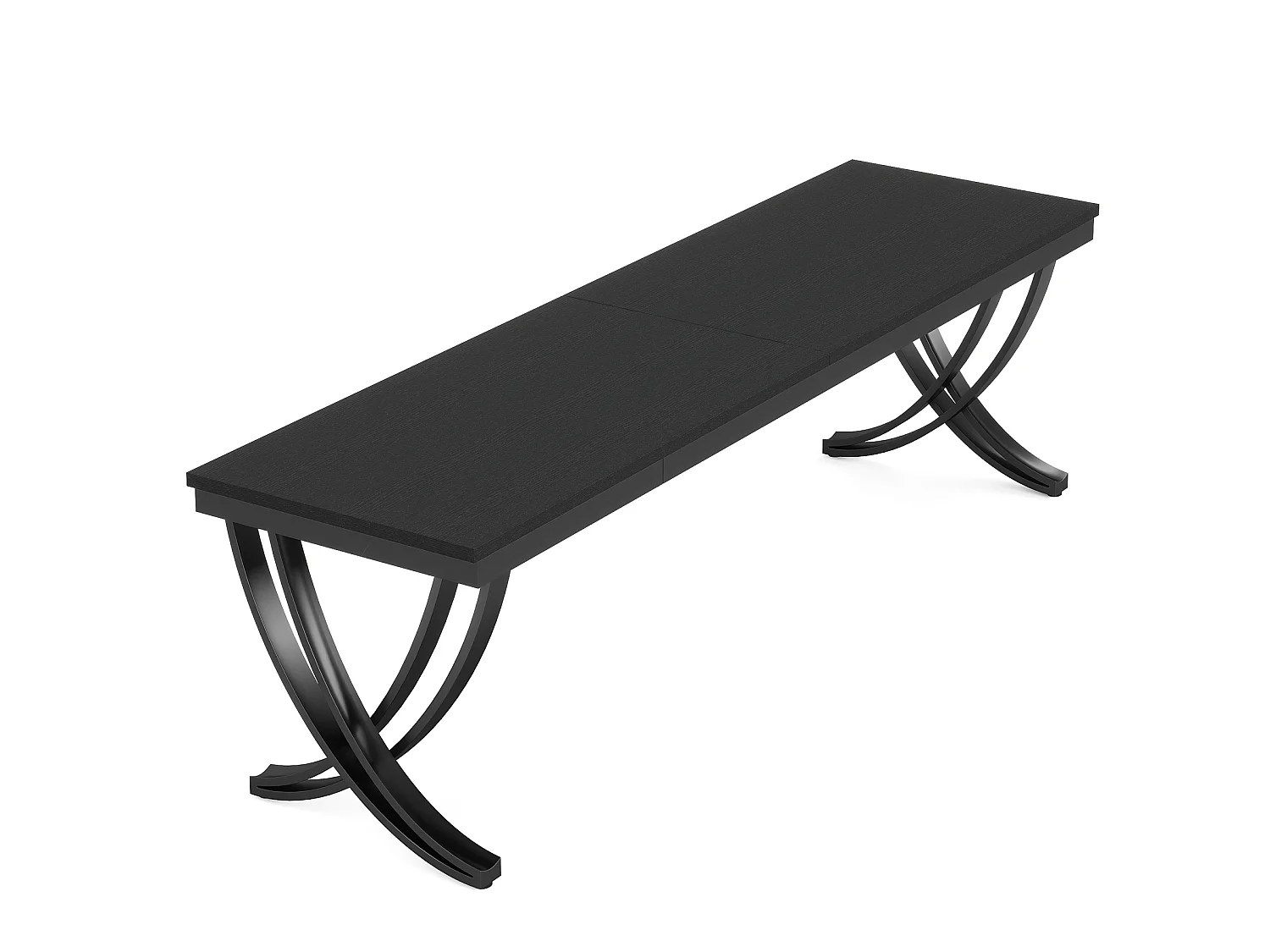 Bureau d'ordinateur 2 places, bureau extra long de 200 cm, grand bureau double pour deux personnes, noir