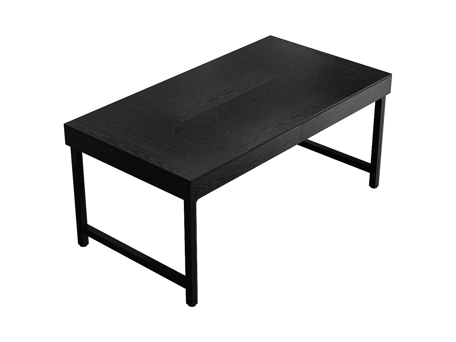 Bureau de direction rectangulaire avec pieds en métal, idéal pour le télétravail ou le travail à domicile Table d'étude simple pour ordinateur portable, noir