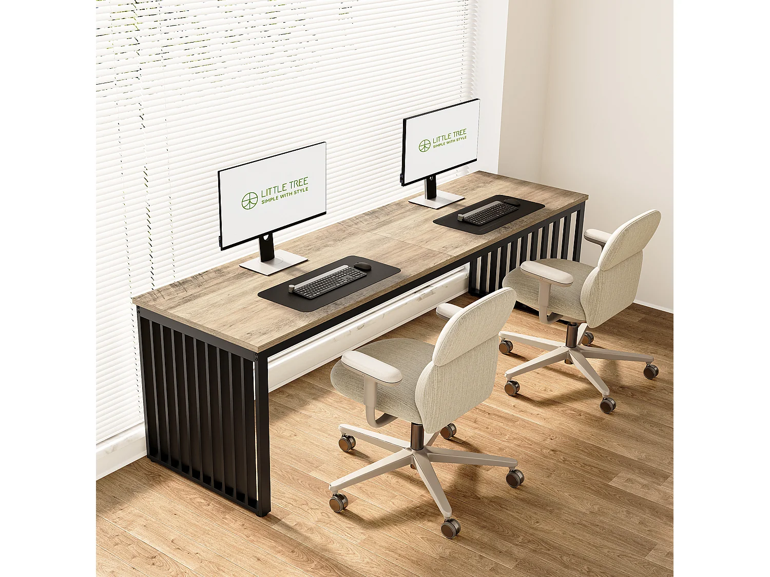 Bureau d'ordinateur 180 cm, poste de travail bureau d'étude pour bureau à domicile, gris (sans chaise)