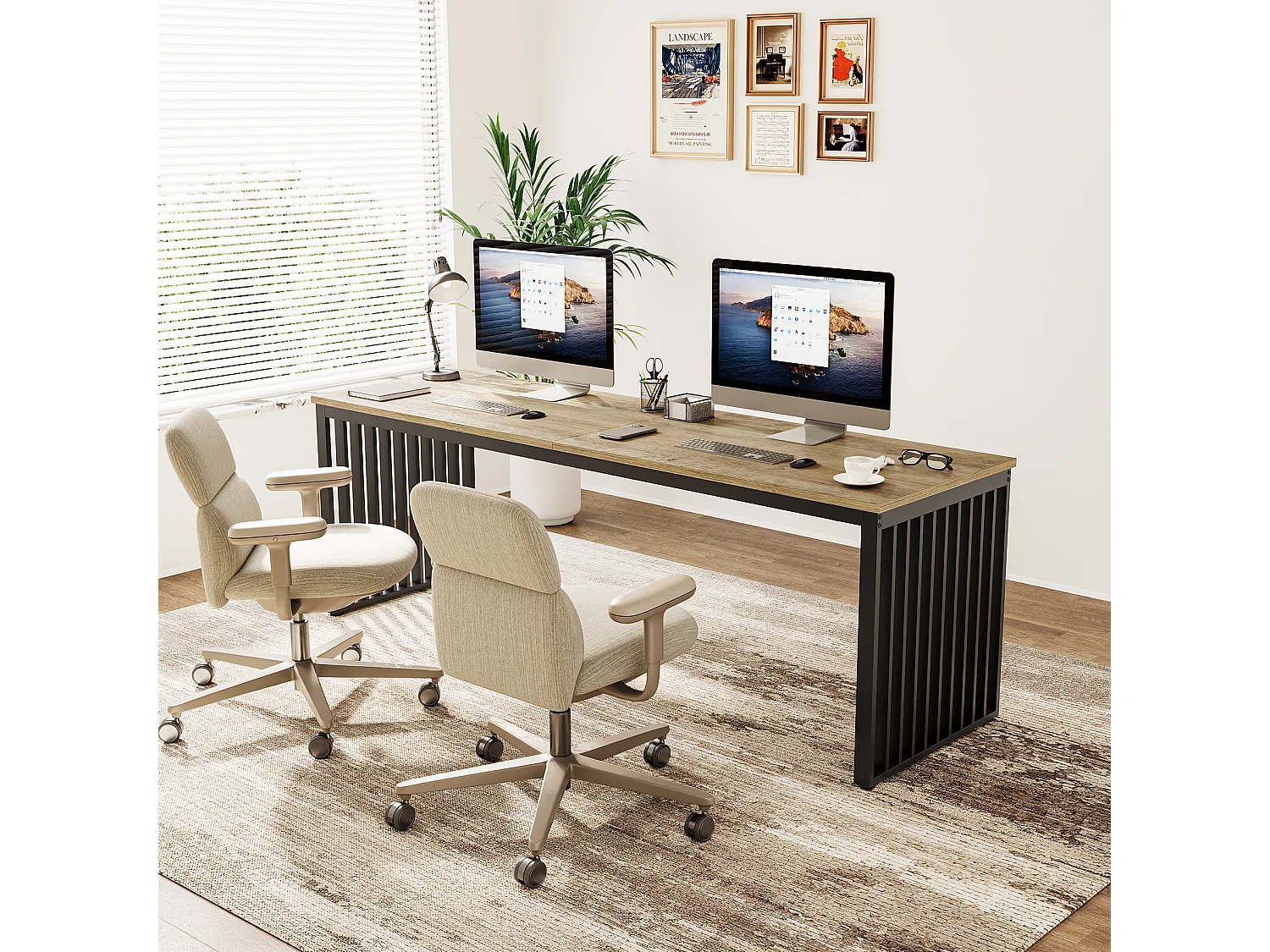 Bureau d'ordinateur 180 cm, poste de travail bureau d'étude pour bureau à domicile, gris (sans chaise)