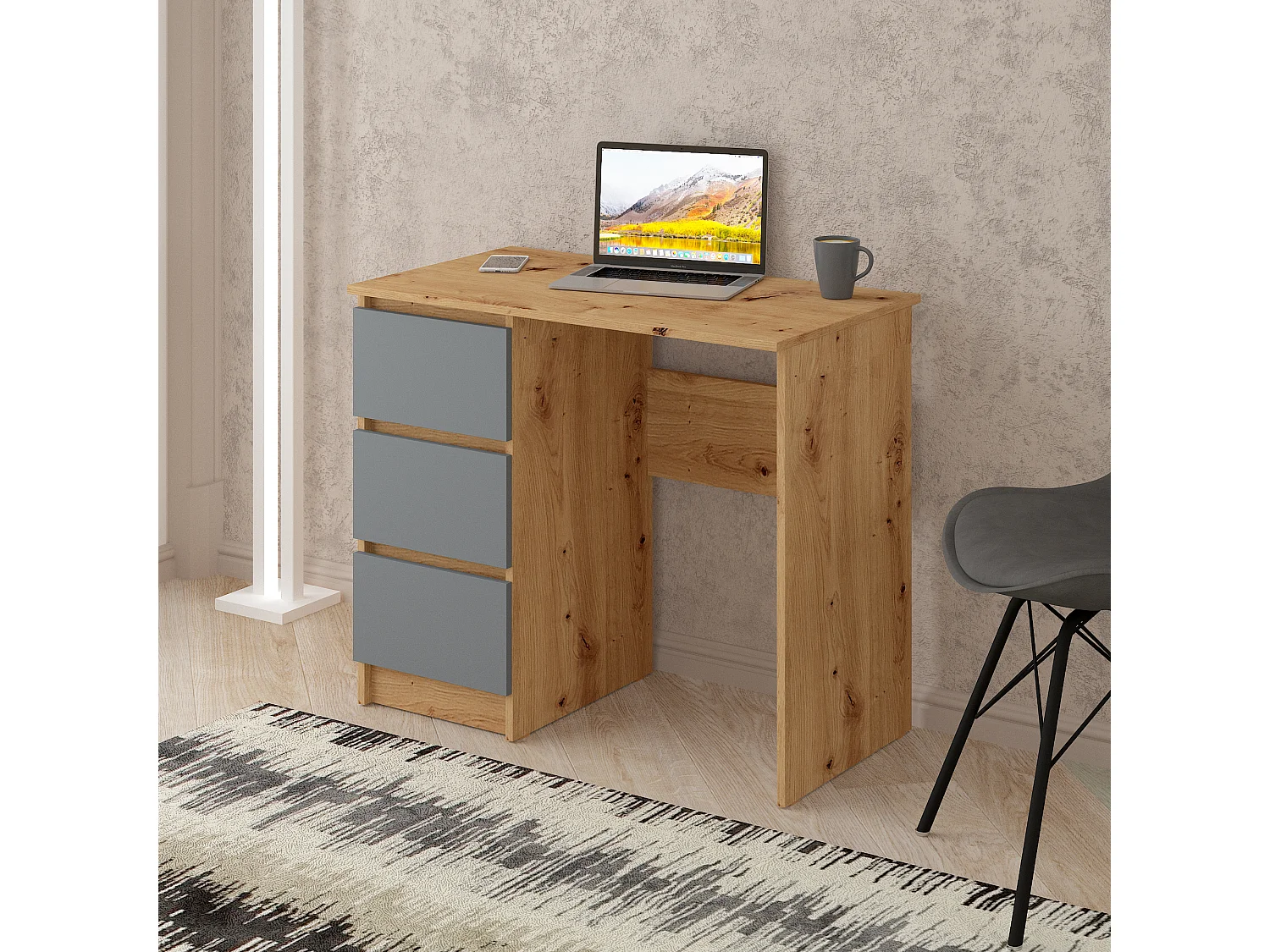 Computer desk Shefa Line Cina Graphite and Artisan Oak