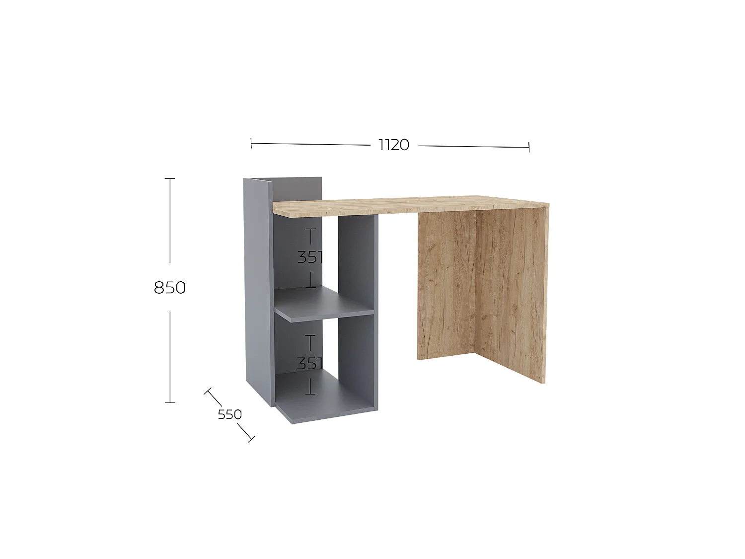 Computer Desk Shefa Line Iris Anthracite - Gold craft oak