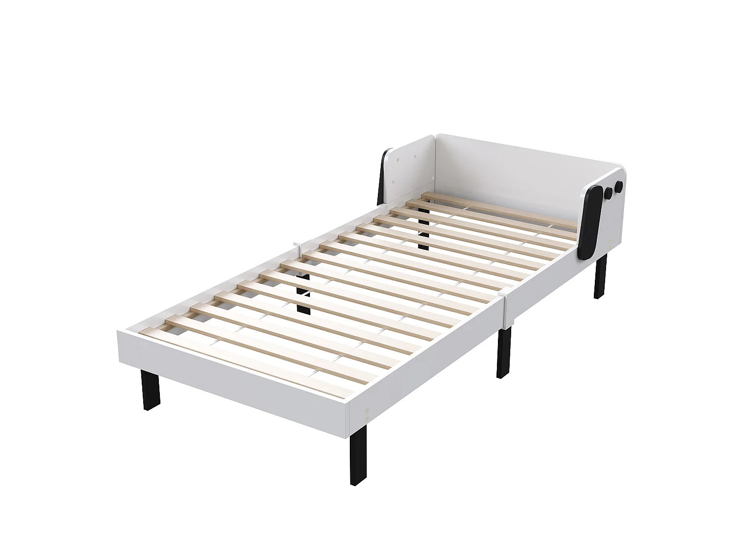 Lit enfant design chien 90 x 200 cm - Cadre blanc - Barrières de sécurité