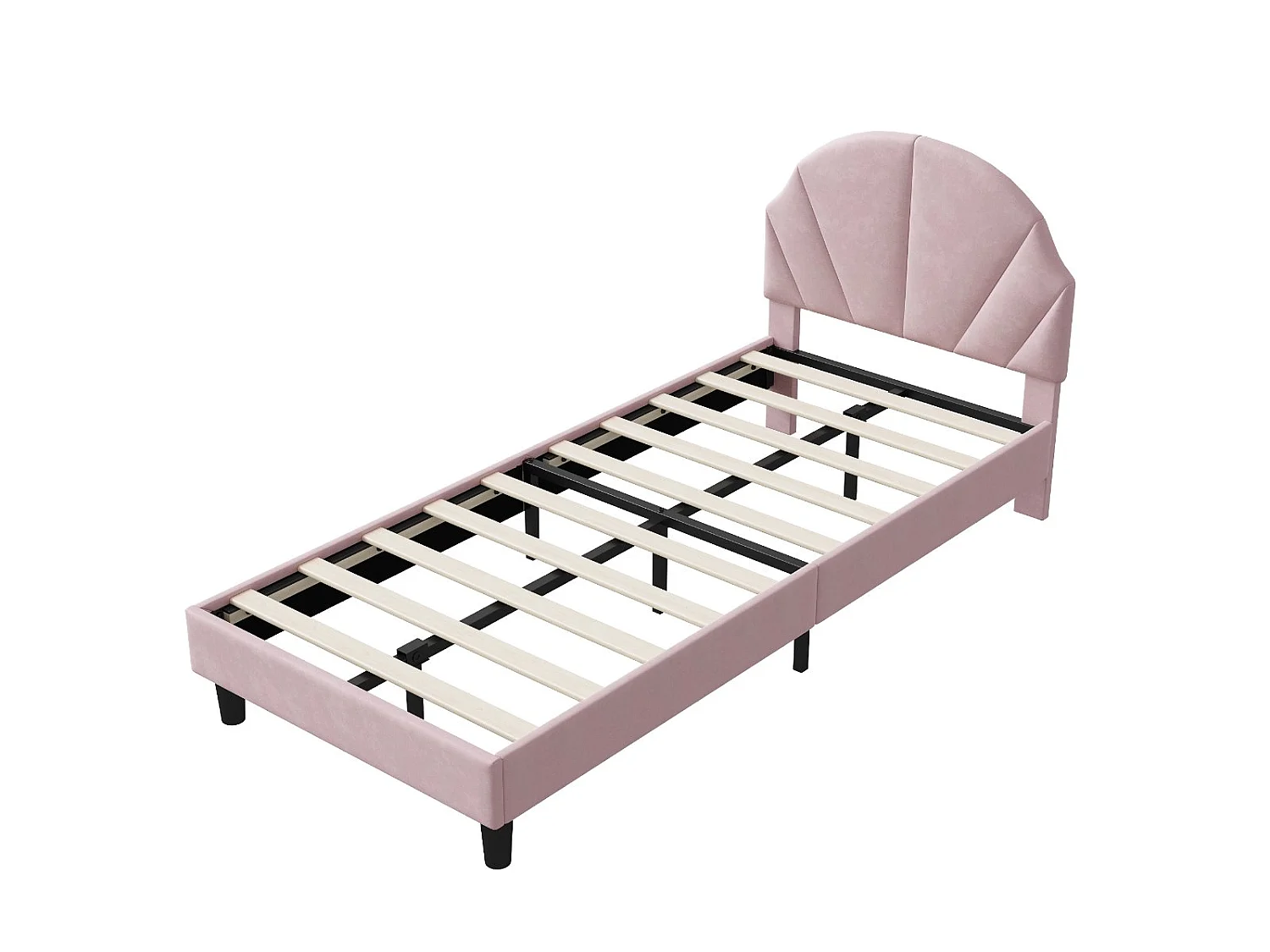 Lit enfant 90x200 cm Rose, lit junior avec coffre de rangement et sommier à lattes, tête de lit douce, espace pratique pour chambre enfant