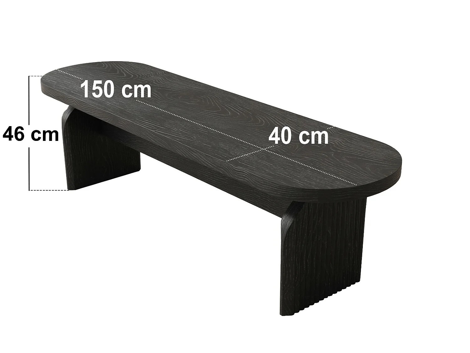 SOLACE+CO Varm Ribbed Dining Bench Black