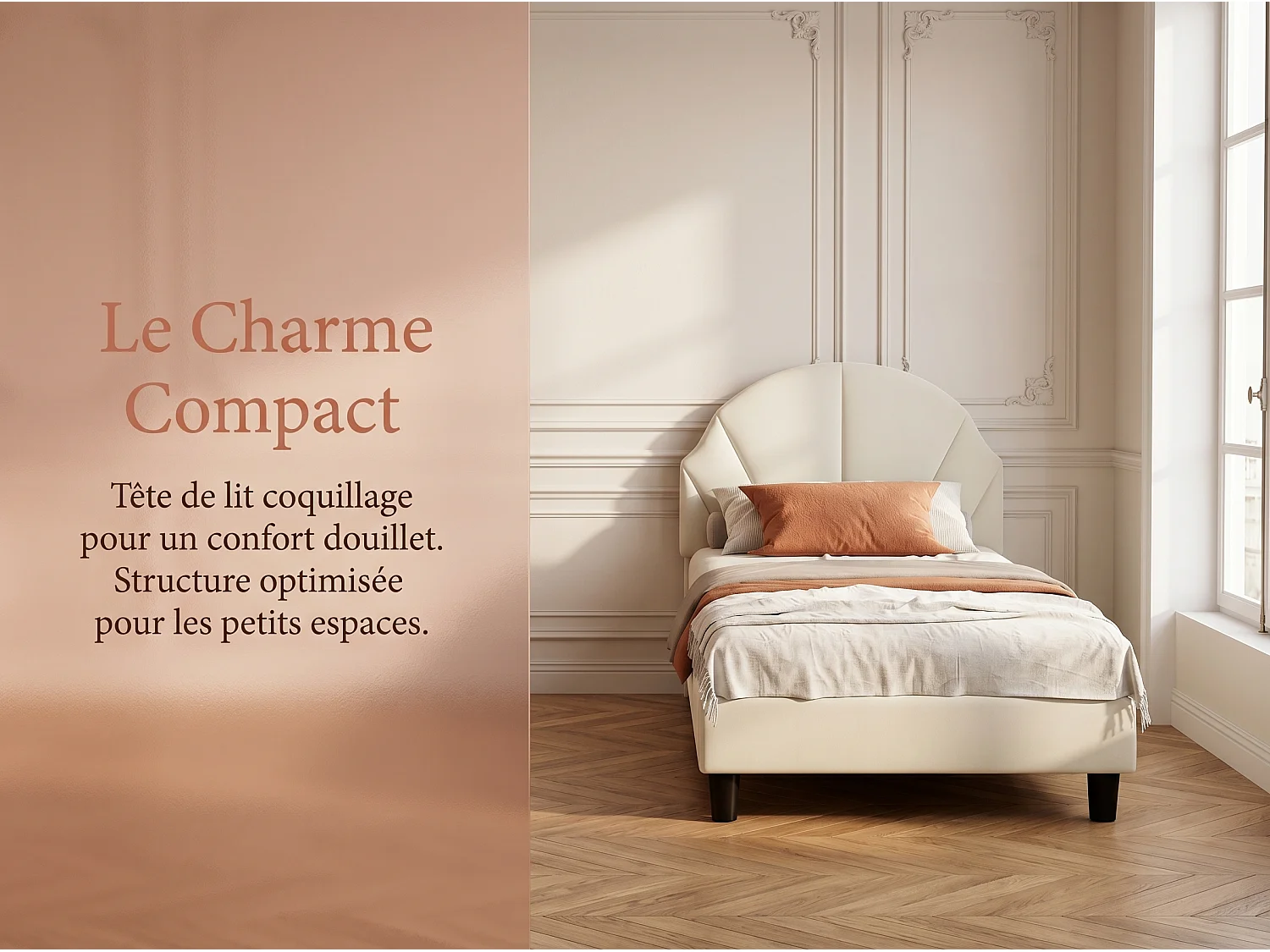 Lit enfant 90x200 cm beige, lit junior avec coffre de rangement et sommier à lattes, tête de lit douce, espace pratique pour chambre enfant