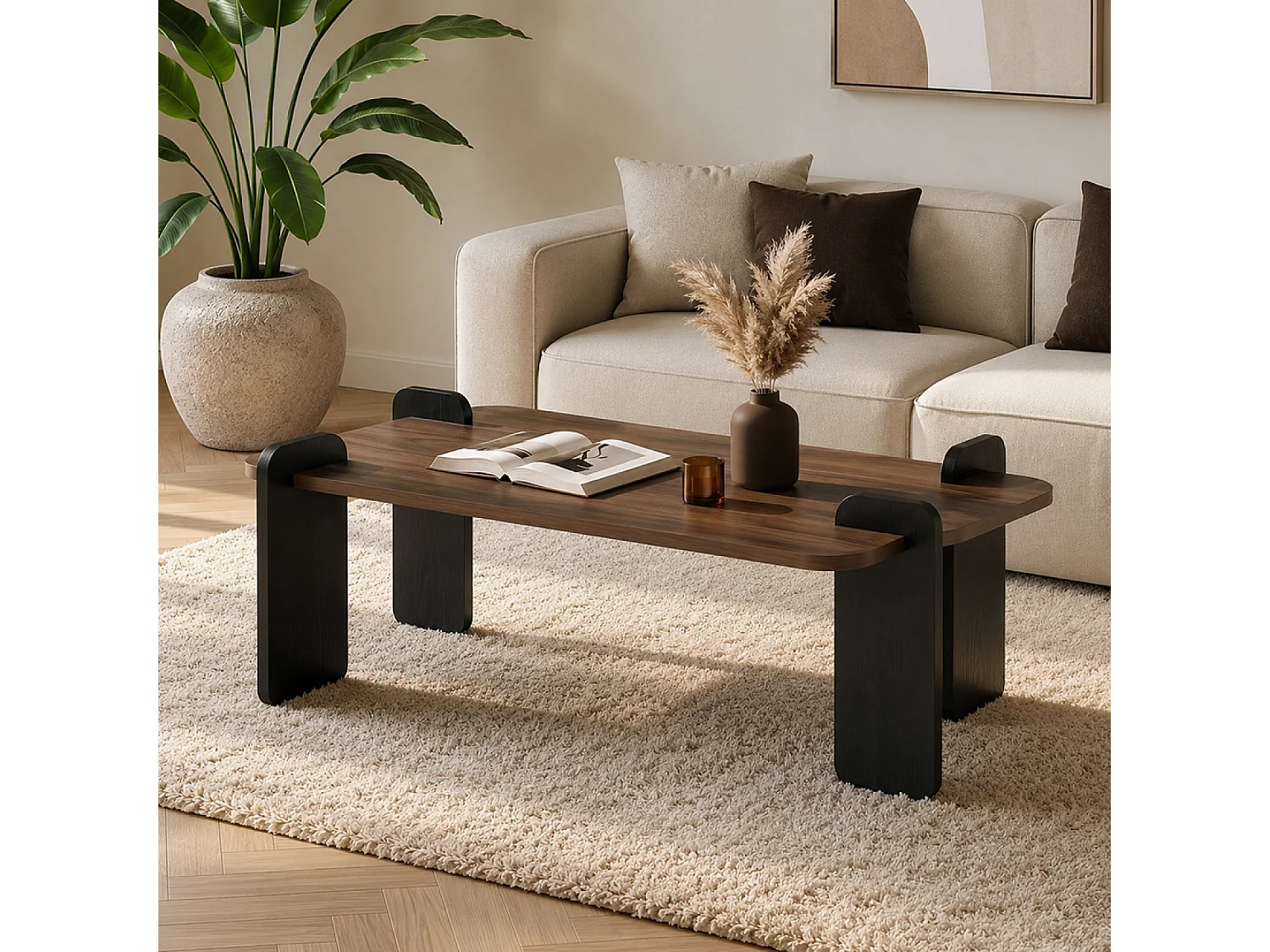Table basse rectangulaire effet noyer 120cm SITA