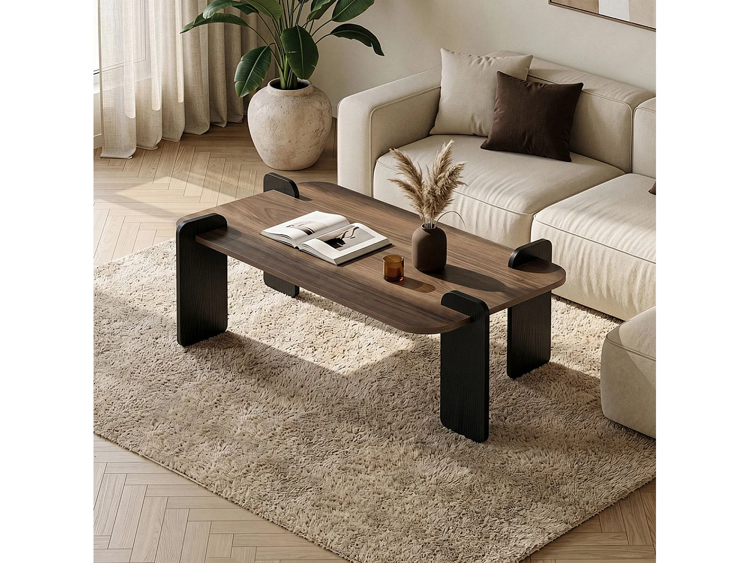 Table basse rectangulaire effet noyer 120cm SITA