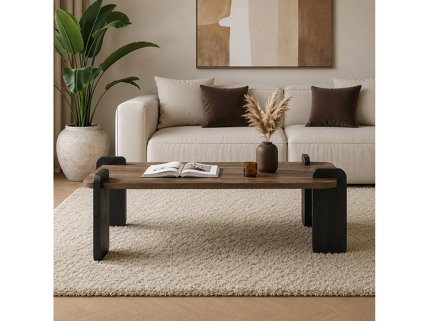Table basse rectangulaire effet noyer 120cm SITA