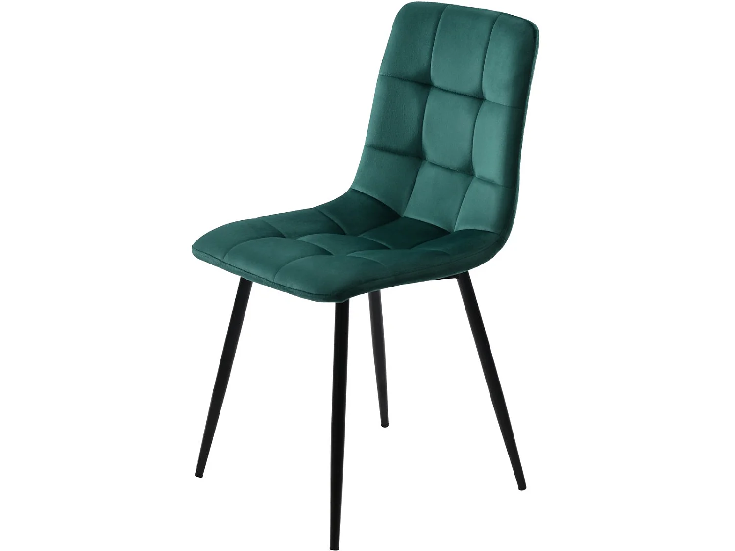 Lot de 4 chaises de salle à manger velours vert – Pieds métal, dossier capitonné, assise rembourrée