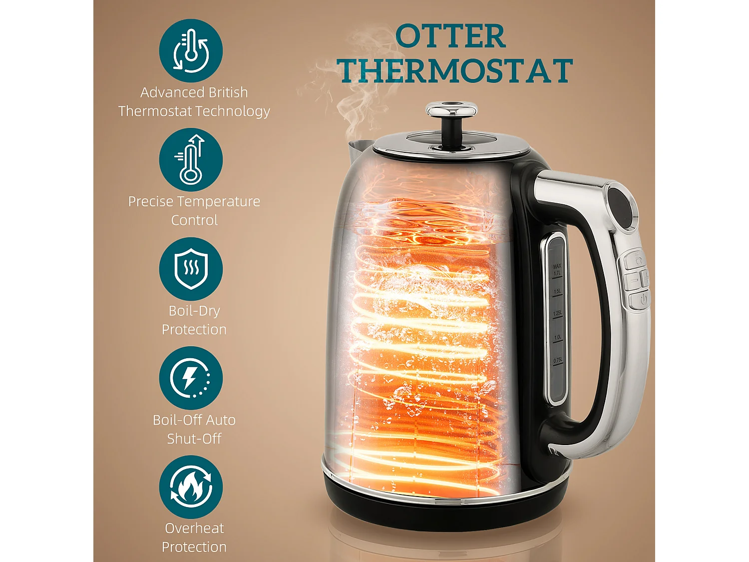 HOMCOM 1.7L 3000W Kettle and 2 Slice Toaster with Keep Warm Memory Function