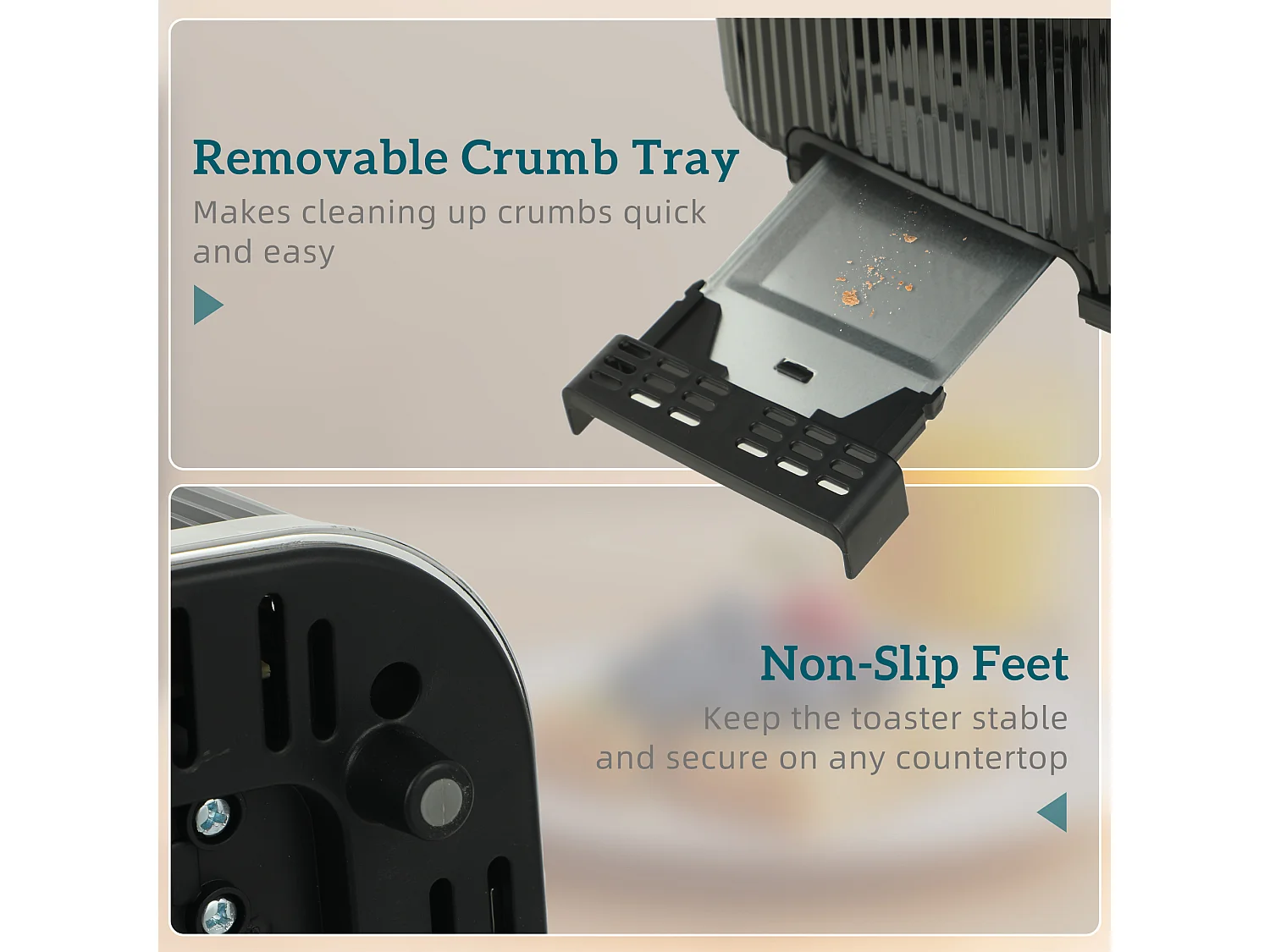 HOMCOM 4 Slice Electric Toaster with 7 Browning Levels, 1860W, Black