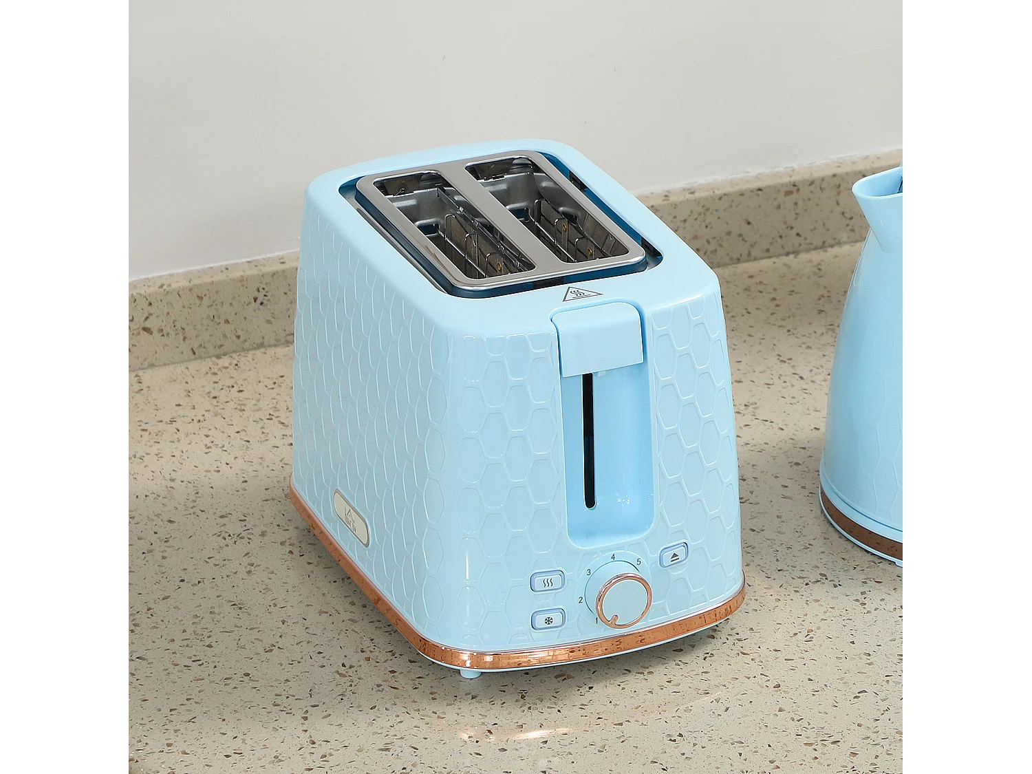 HOMCOM Kettle and Toaster Set 1.7L Kettle & 2 Slice Toaster Set, Light Blue