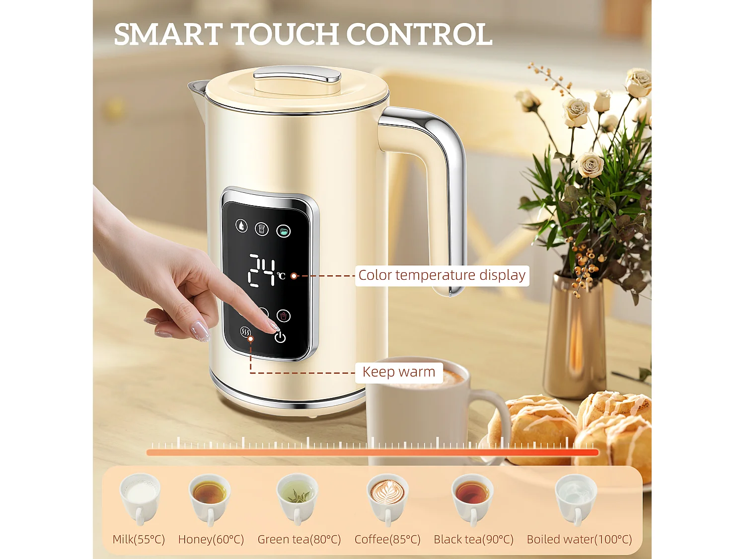 HOMCOM 1.7L 3000W Boil Kettle and Toaster Set