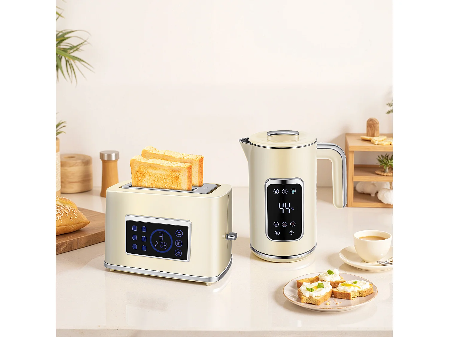 HOMCOM 1.7L 3000W Boil Kettle and Toaster Set