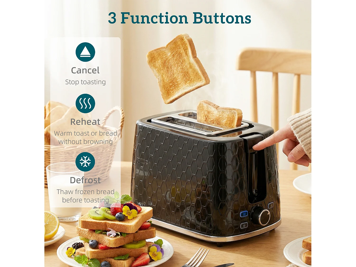 HOMCOM Kettle and Toaster Set with Limescale Filter, Crumb Tray, Black